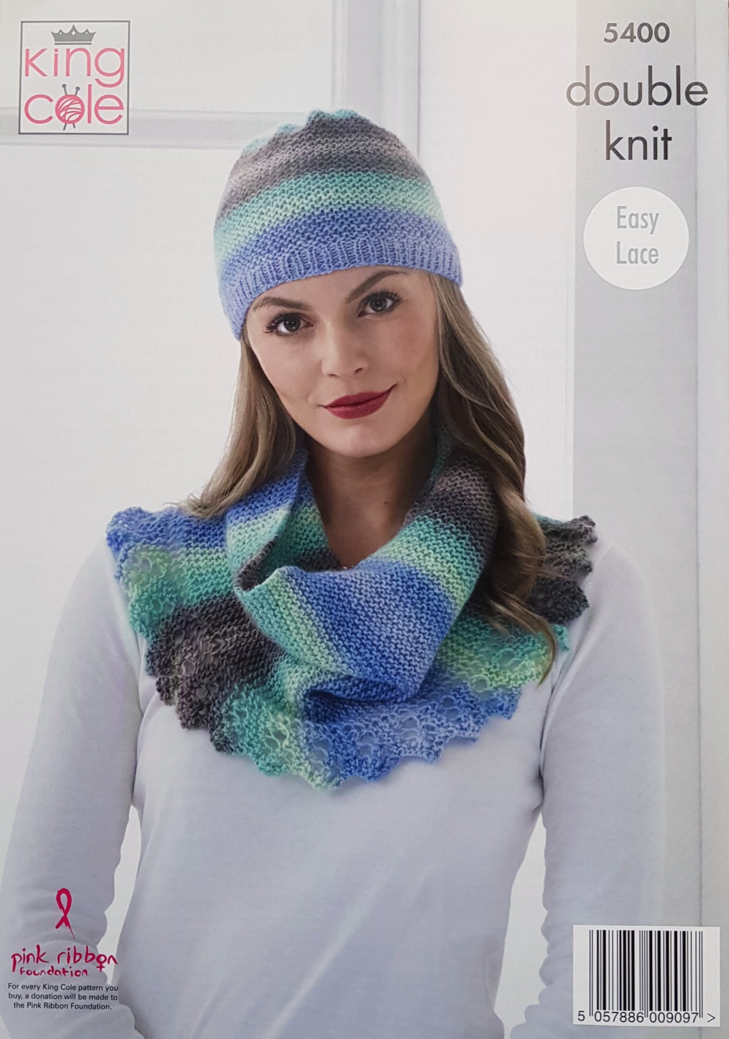 DIGITAL Knitting Pattern Ladies Easy Lace Shawl/Wrap, Hat & Cowl DK King Cole 5400