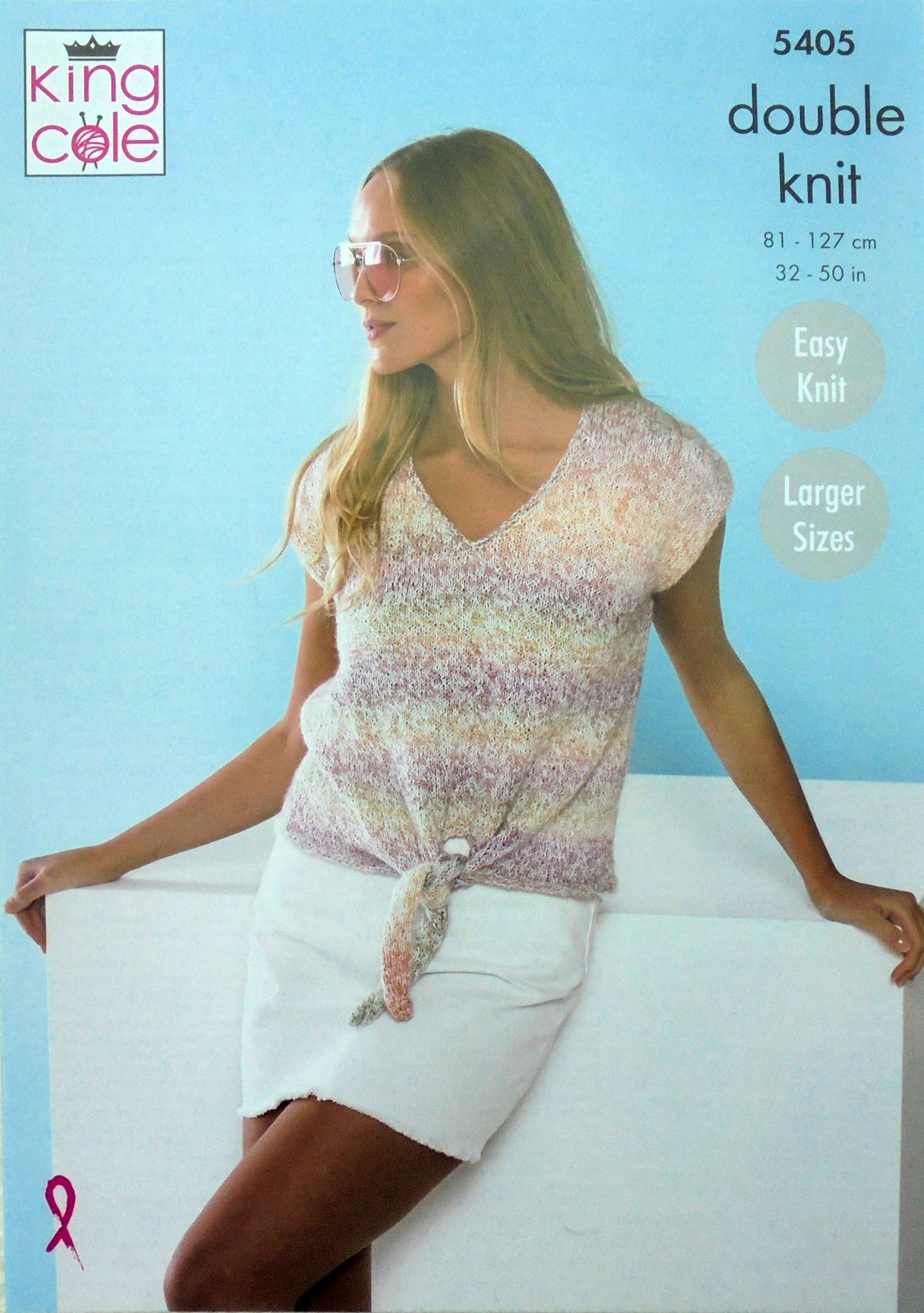 DIGITAL Knitting Pattern Ladies Easy Knit Boat or V-Neck Sleeveless Tops King Cole 5405