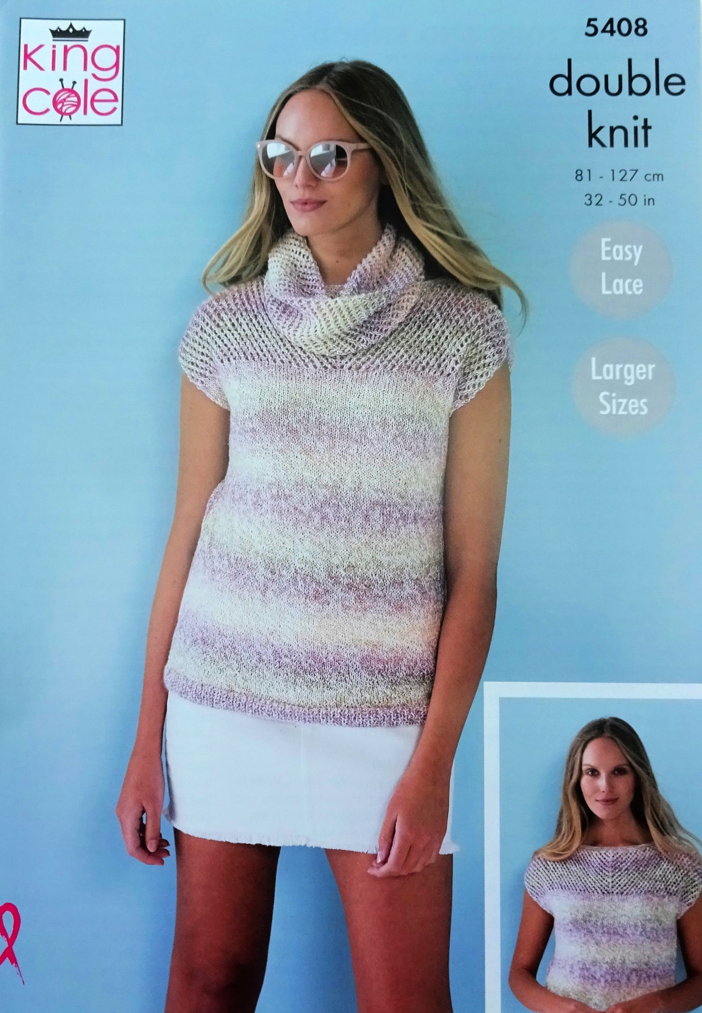 DIGITAL Knitting Pattern Ladies Easy Knit Summer Tops and Lacy Cowl King Cole 5408