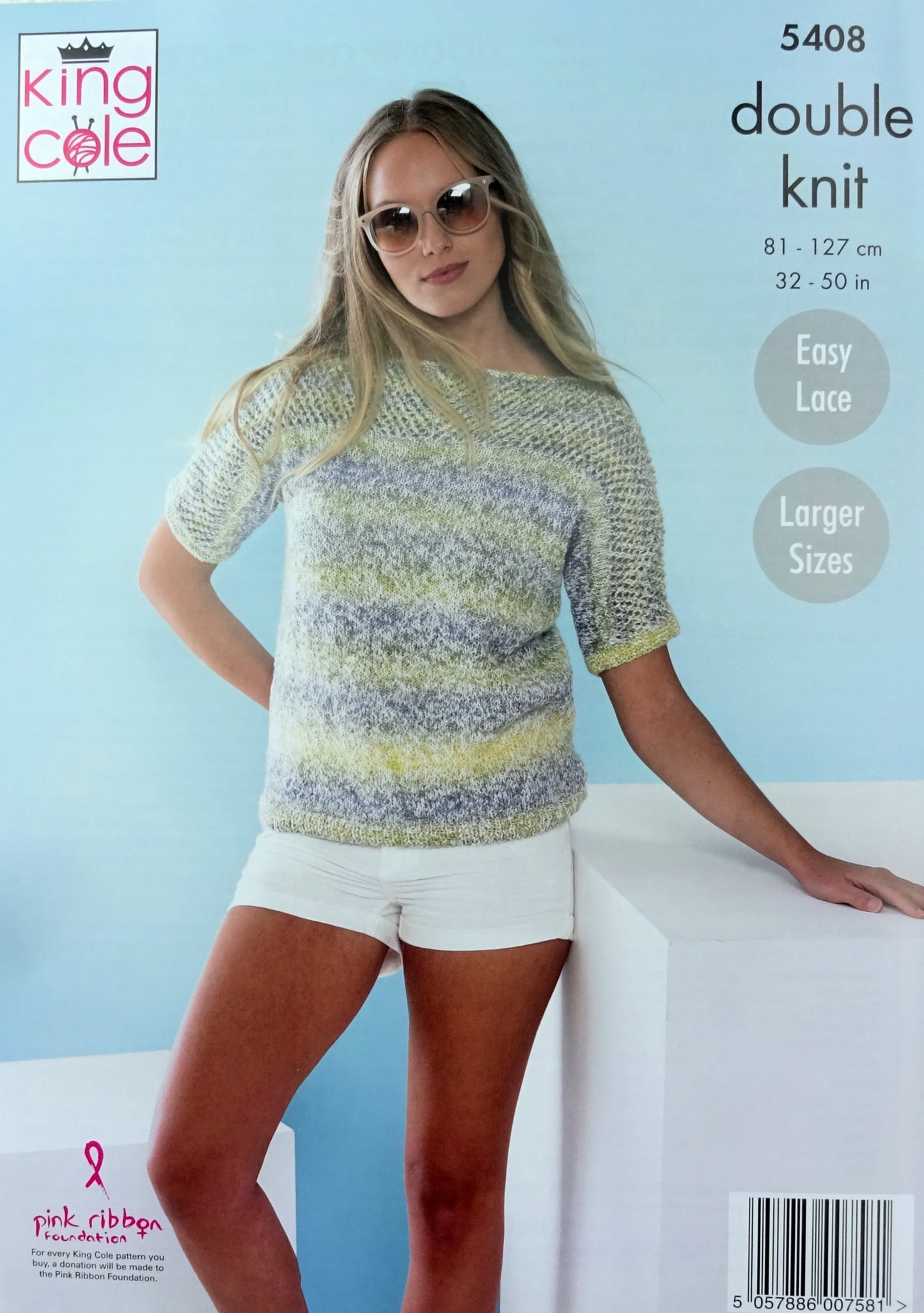 DIGITAL Knitting Pattern Ladies Easy Knit Summer Tops and Lacy Cowl King Cole 5408