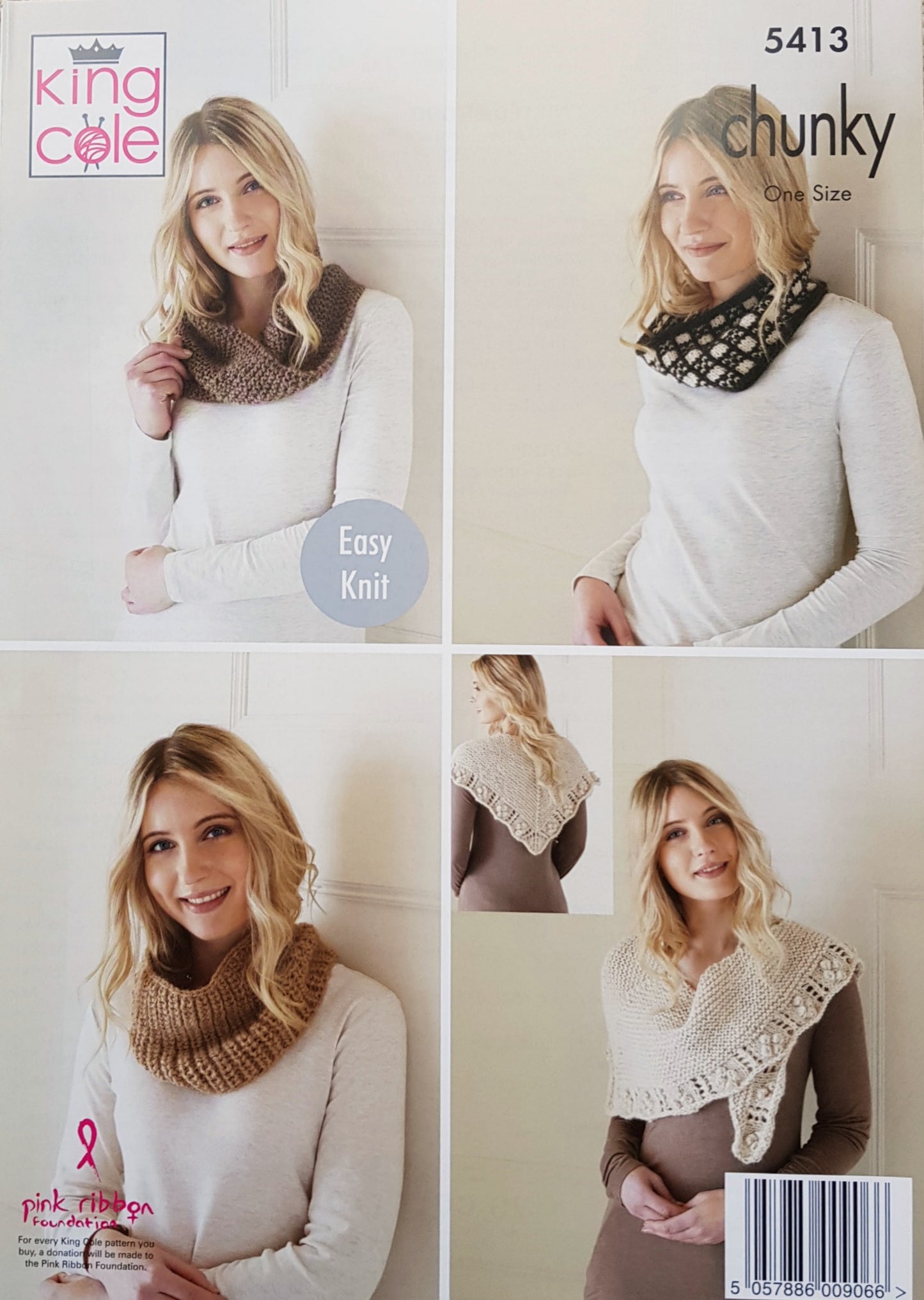 DIGITAL Knitting Pattern Ladies Easy Knit Scarf, Wrap & 3 styles of Cowl Chunky King Cole 5413