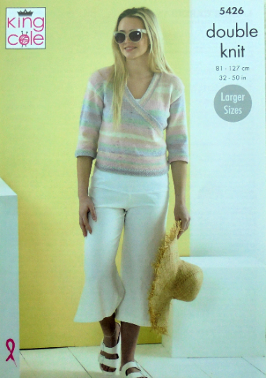 DIGITAL Knitting Pattern Ladies Wrap-Over Cardigans DK King Cole 5426