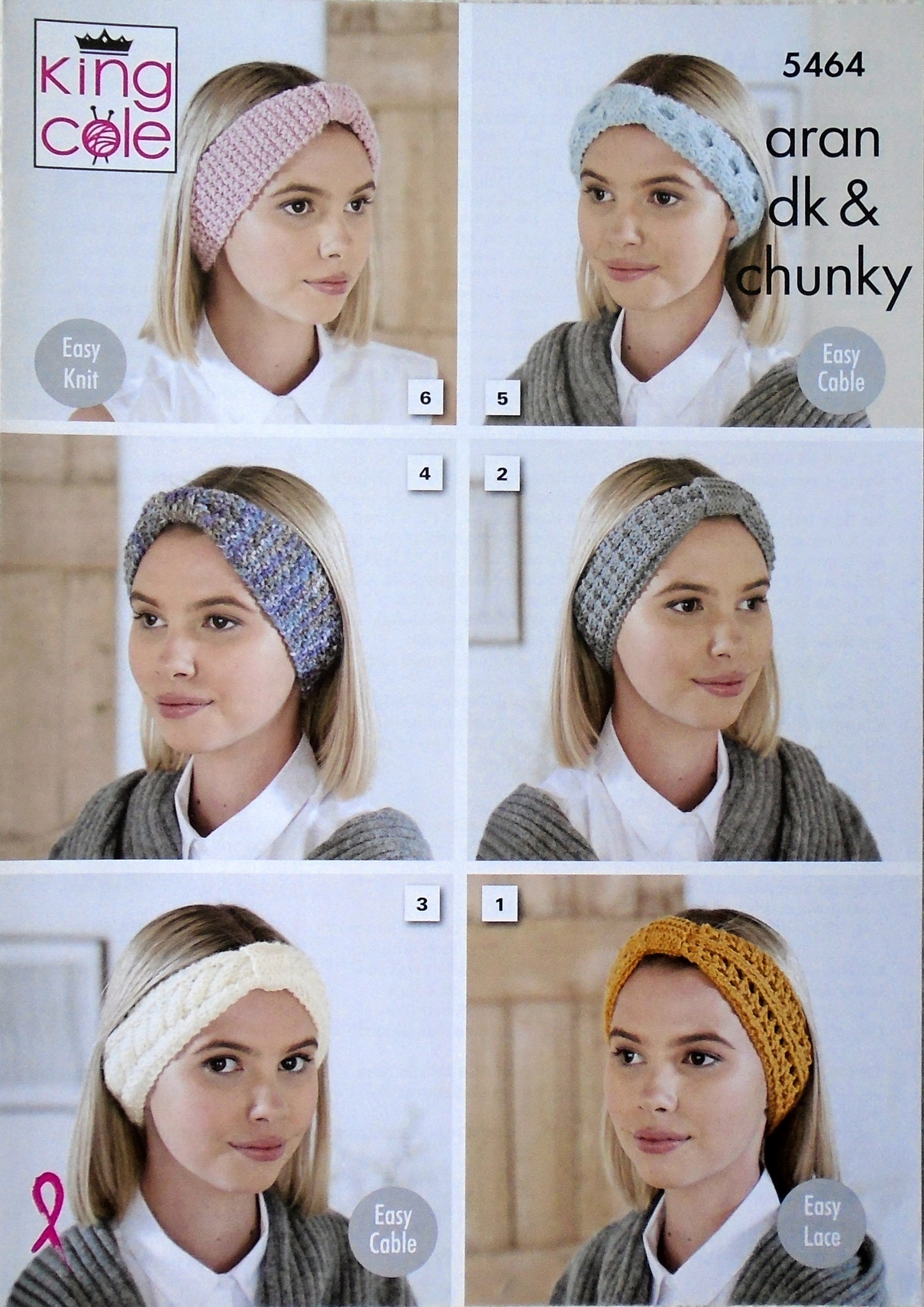 DIGITAL Knitting Pattern Ladies Easy Knit Headbands 6 Styles Aran DK Chunky King Cole 5464