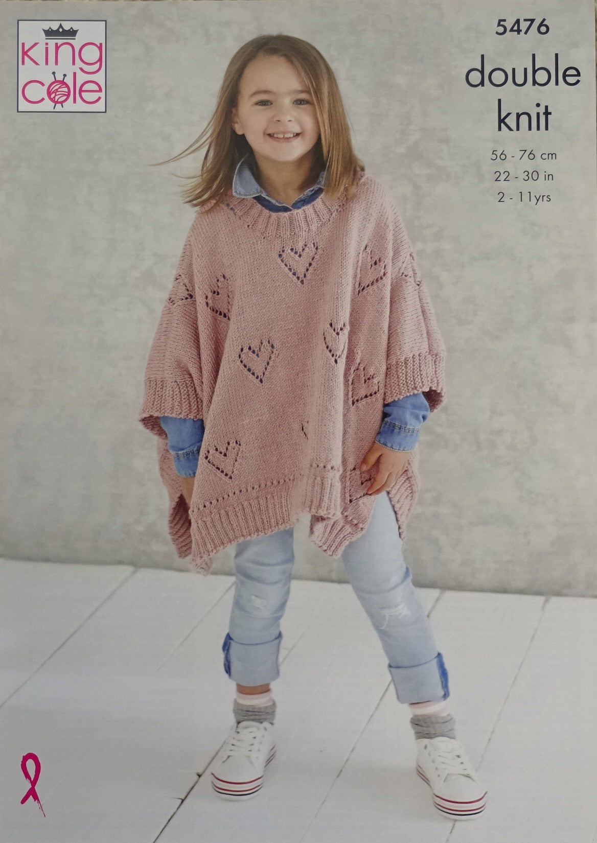 DIGITAL Knitting Pattern Childrens Girls Heart Ponchos Drifter DK King Cole 5476