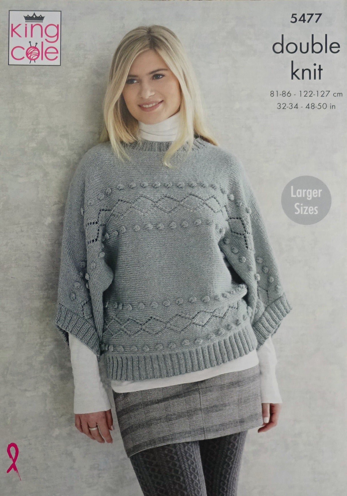 DIGITAL Knitting Pattern Ladies Sideways Knit Bobble Jumpers Drifter DK King Cole 5477