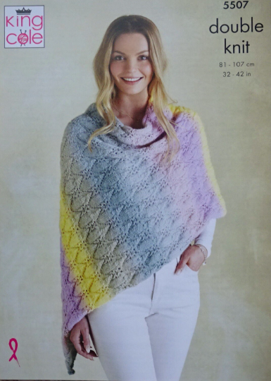 DIGITAL Knitting Pattern Ladies Lacy Wrap, Poncho and Lacy Cowl Curiousity DK 5507