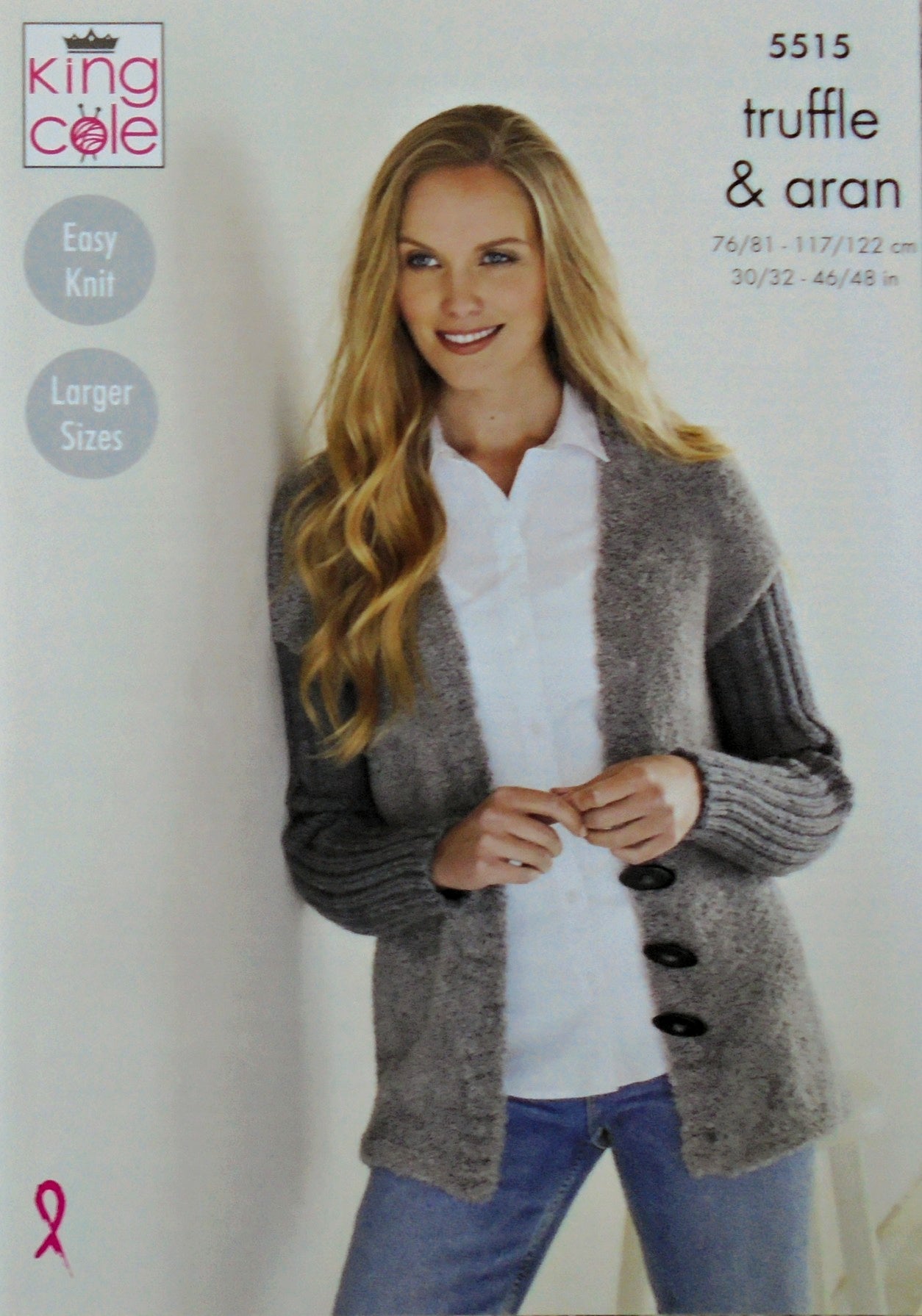 DIGITAL Knitting Pattern Ladies Rib Sleeve Jumper and Cardigan DK King Cole 5515