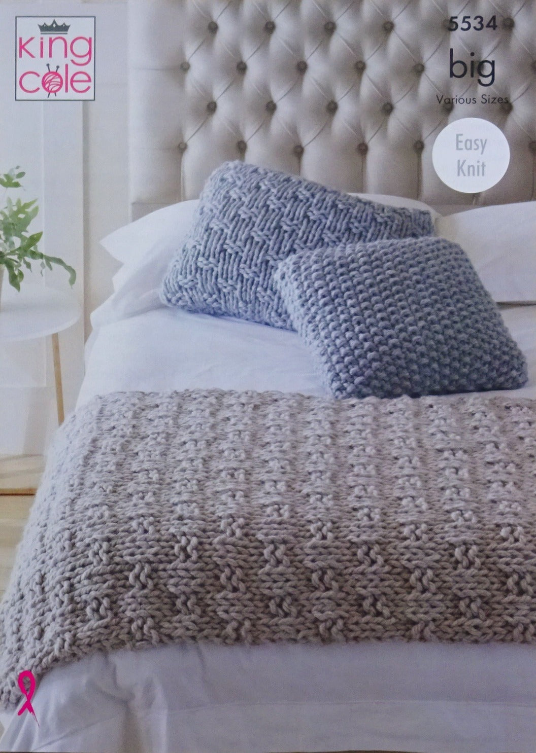 DIGITAL Knitting Pattern Very Easy Bed Runner and 4 design Cushions Mega Chunky King Cole 5534