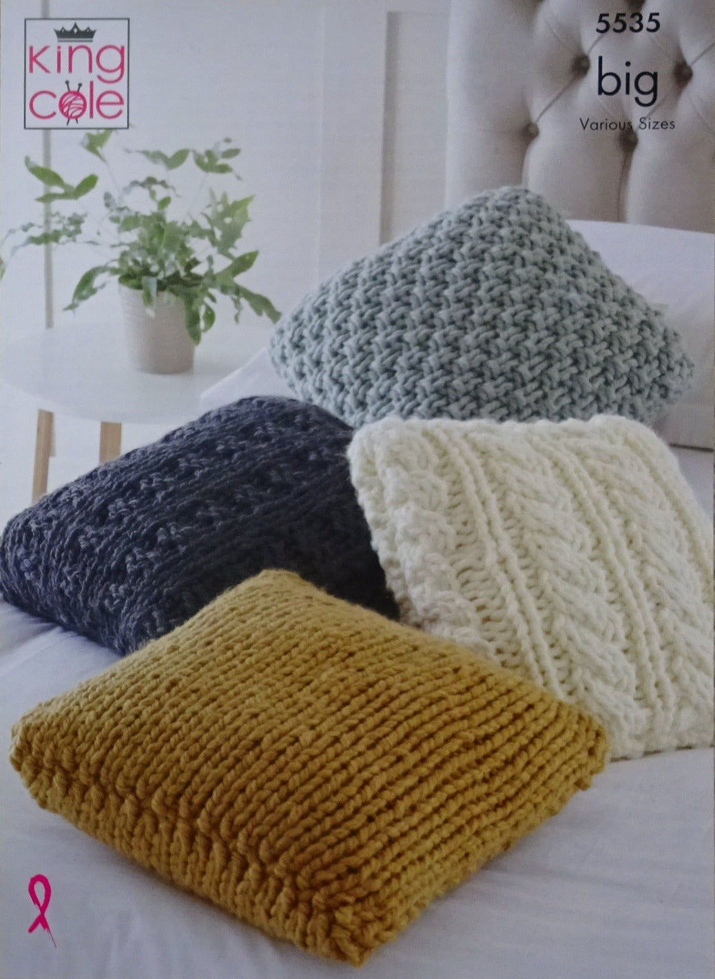DIGITAL Knitting Pattern Very Easy 4 design Cushions Mega Chunky King Cole 5535