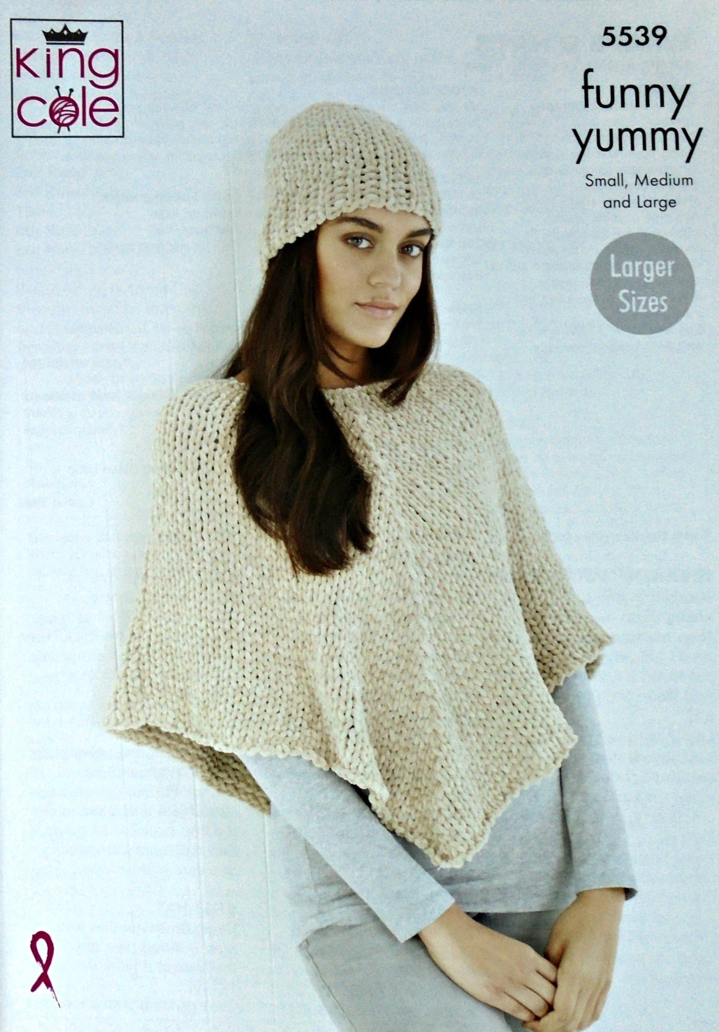 DIGITAL Knitting Pattern Ladies Poncho, Shoulder Wrap/Scarf and Hats Yummy Chunky King Cole 5539