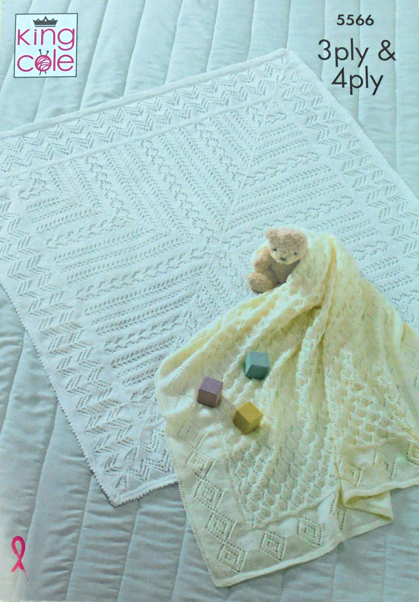 DIGITAL Knitting Pattern Baby Lacy Blankets Christening Shawls 4ply & 3ply King Cole 5566