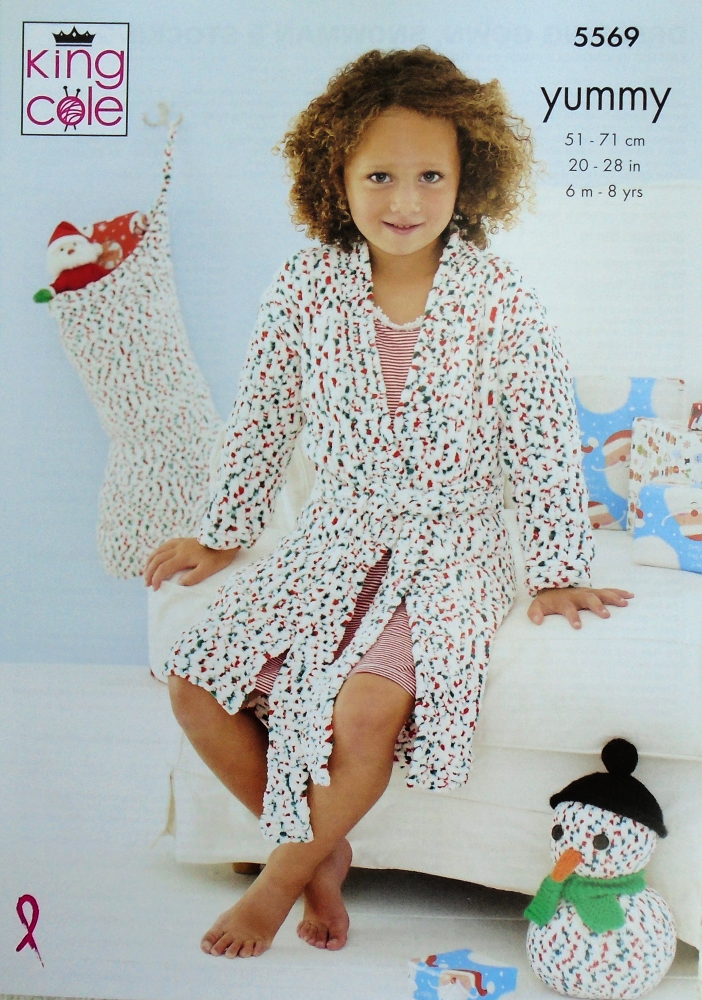 DIGITAL Knitting Pattern Childrens Dressing Gown, Snowman and Xmas Stocking Yummy Chunky King Cole 5569