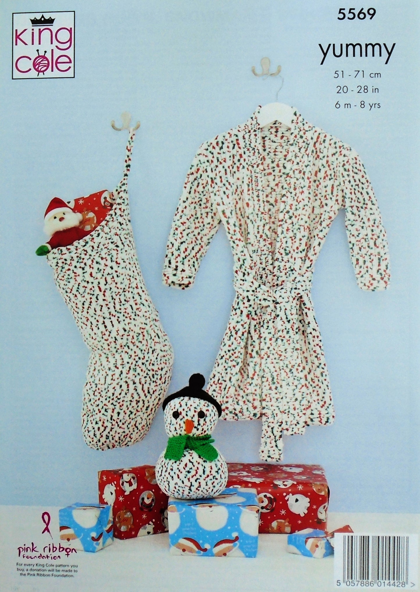 DIGITAL Knitting Pattern Childrens Dressing Gown, Snowman and Xmas Stocking Yummy Chunky King Cole 5569