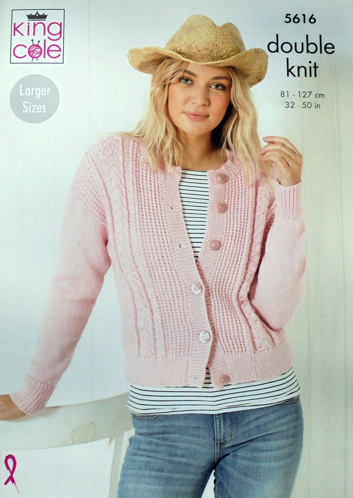 DIGITAL Knitting Pattern Ladies Round or V-Neck Cable Cardigans DK King Cole 5616