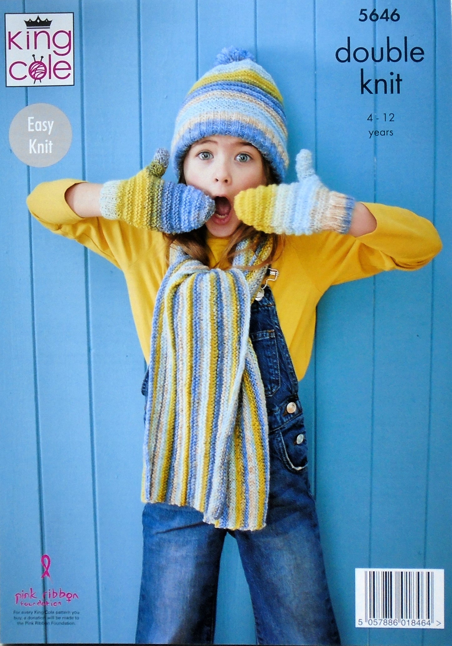 DIGITAL Knitting Pattern Childrens Easy Knit Hat Scarf Mittens Bramble DK King Cole 5646