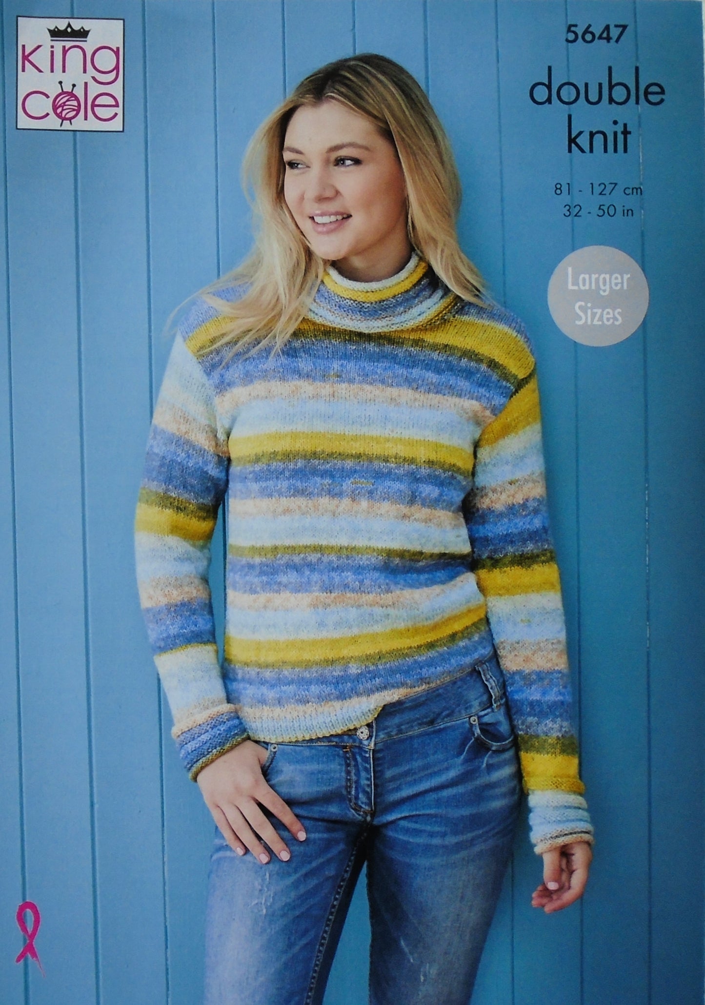 DIGITAL Knitting Pattern Ladies Easy Knit Round or High Neck Jumper DK King Cole 5647