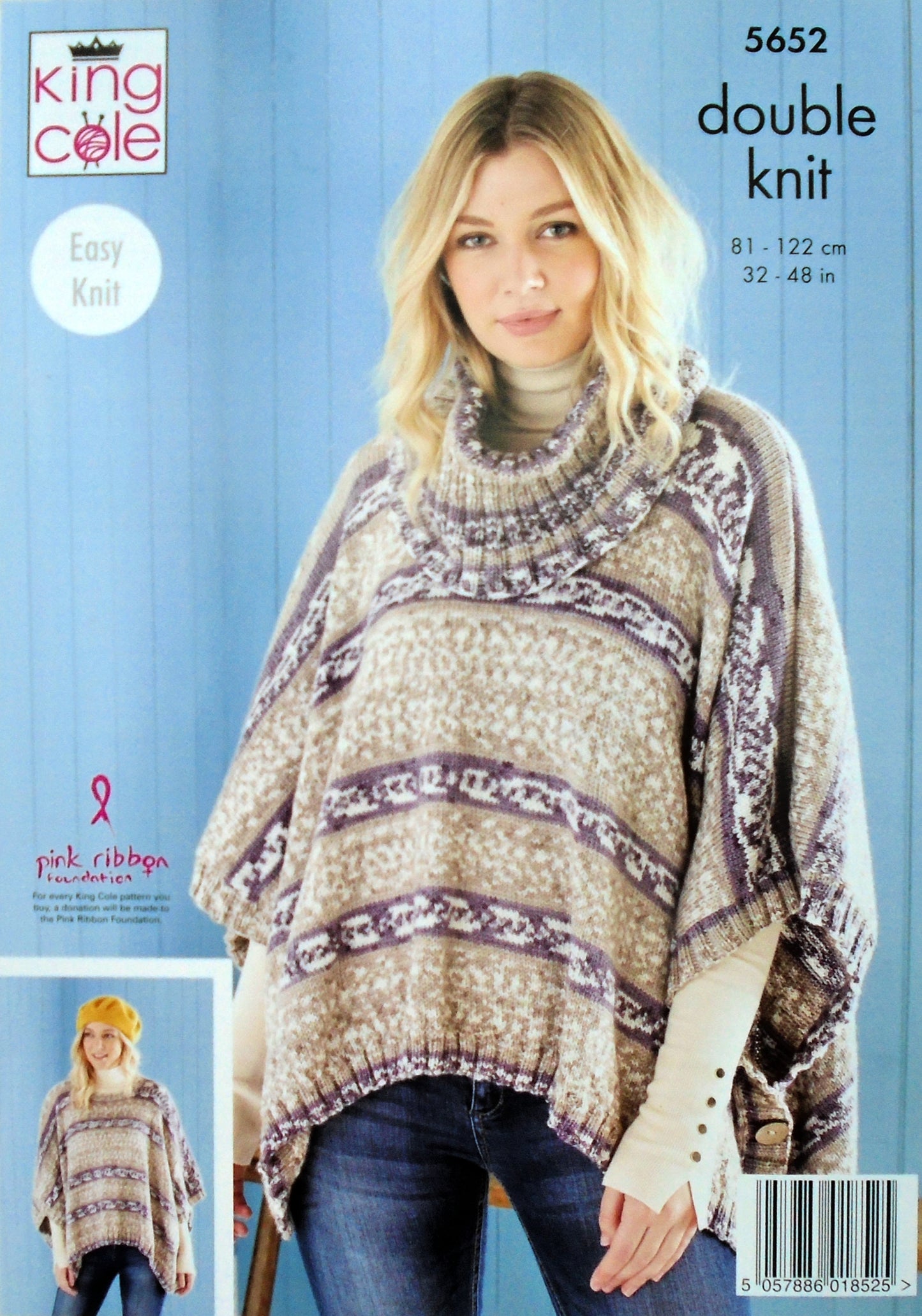 DIGITAL Knitting Pattern Ladies Easy Knit Square Poncho, Cowl and Shawl Fjord DK 5652 King Cole