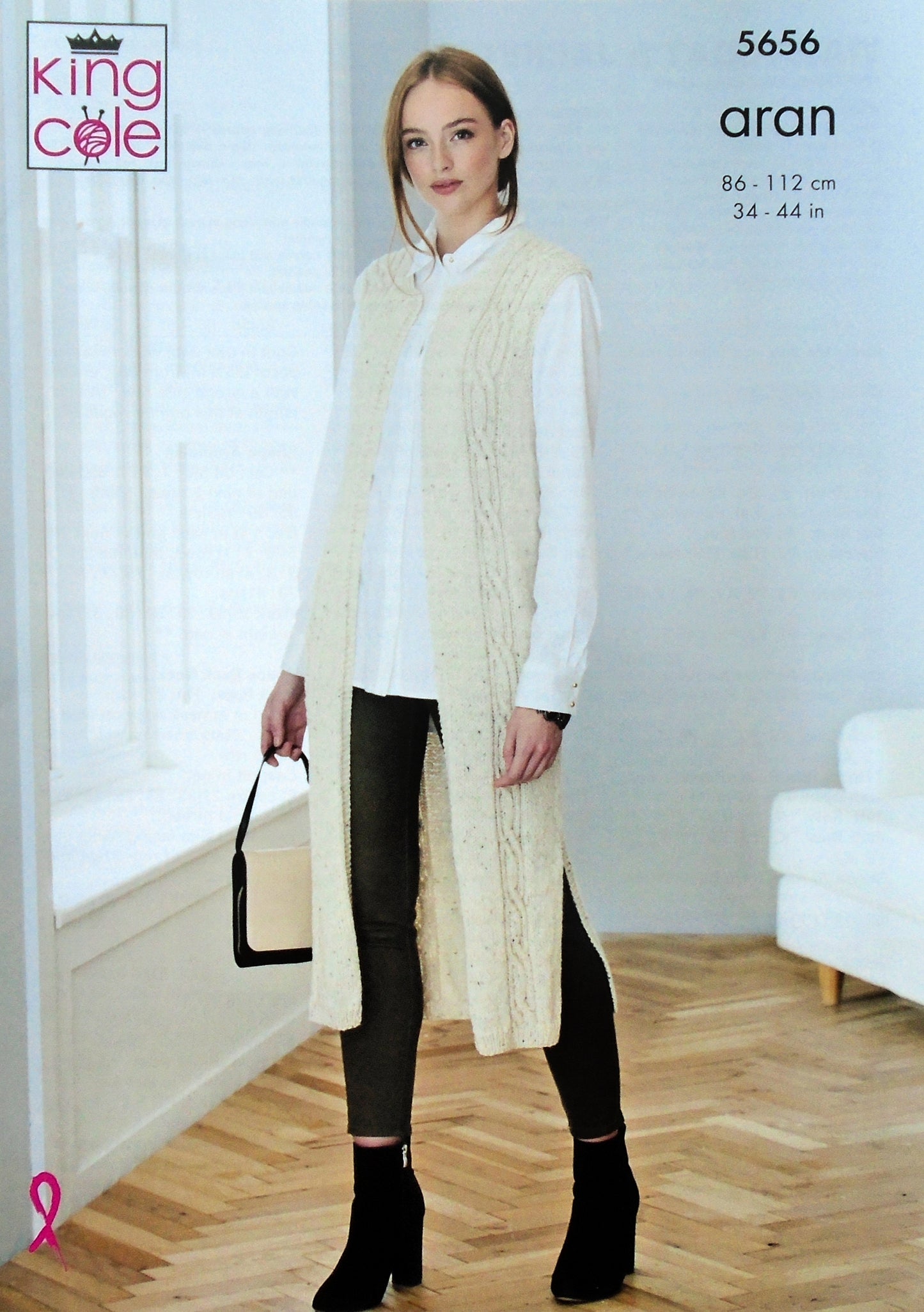 DIGITAL Knitting Pattern Womens Cable Jacket with Pockets & Cable Waistcoat Aran King Cole 5656