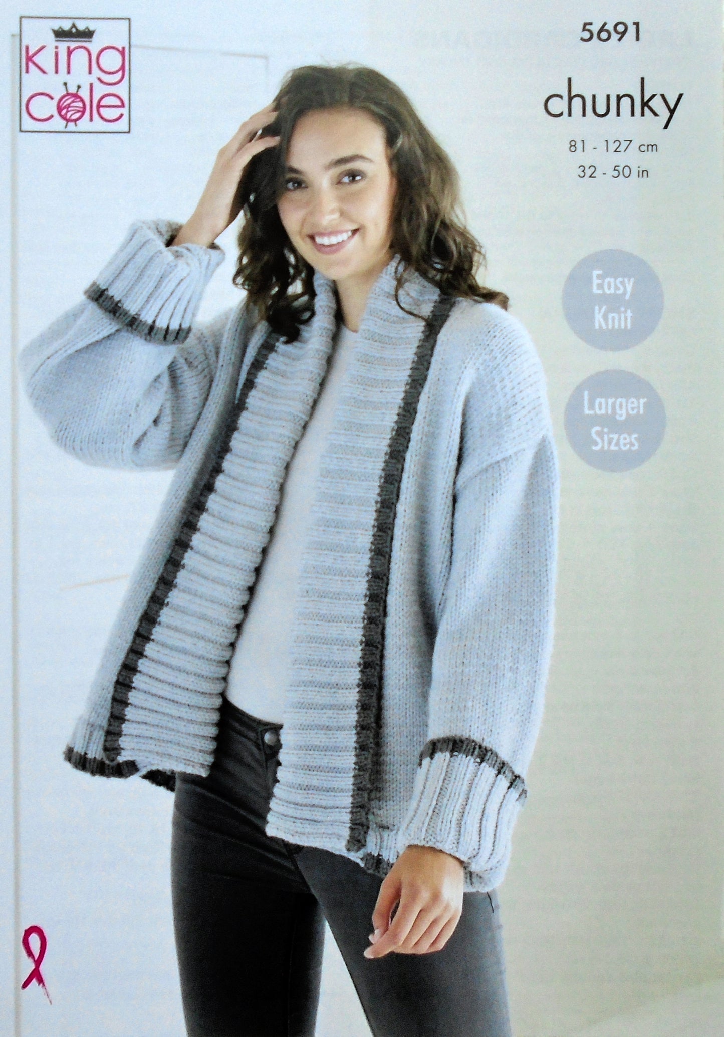 DIGITAL Knitting Pattern Ladies Edge-to-Edge Short or Long Jackets Chunky 5691 King Cole