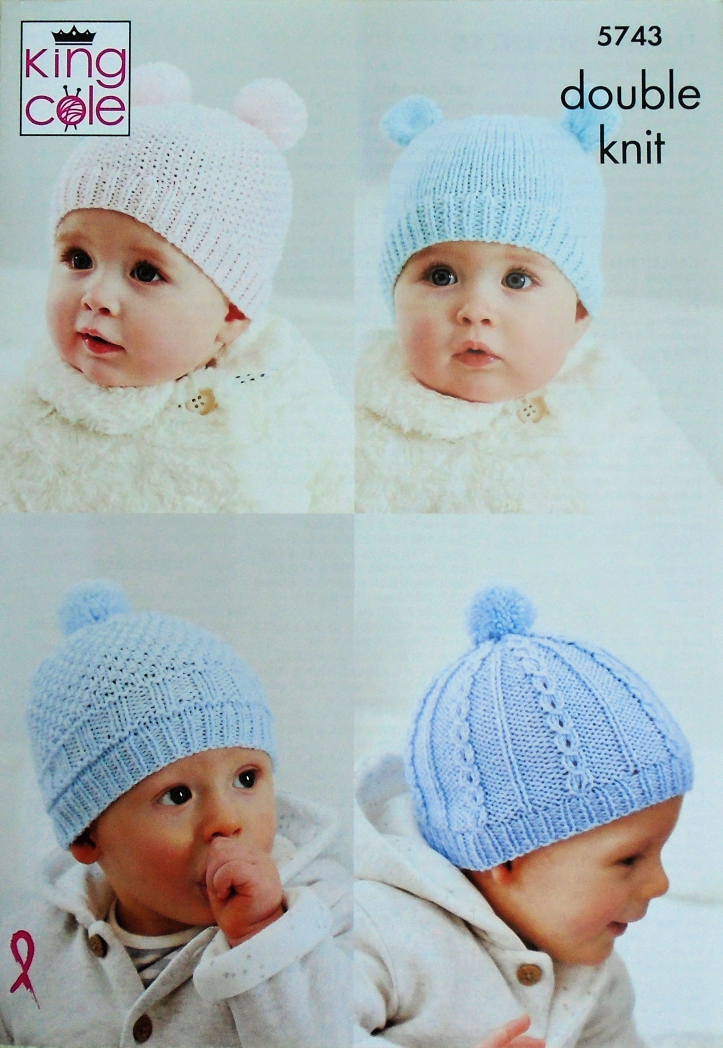 DIGITAL Knitting Pattern 4 Styles Babies Hats & Mitts DK King Cole 5743