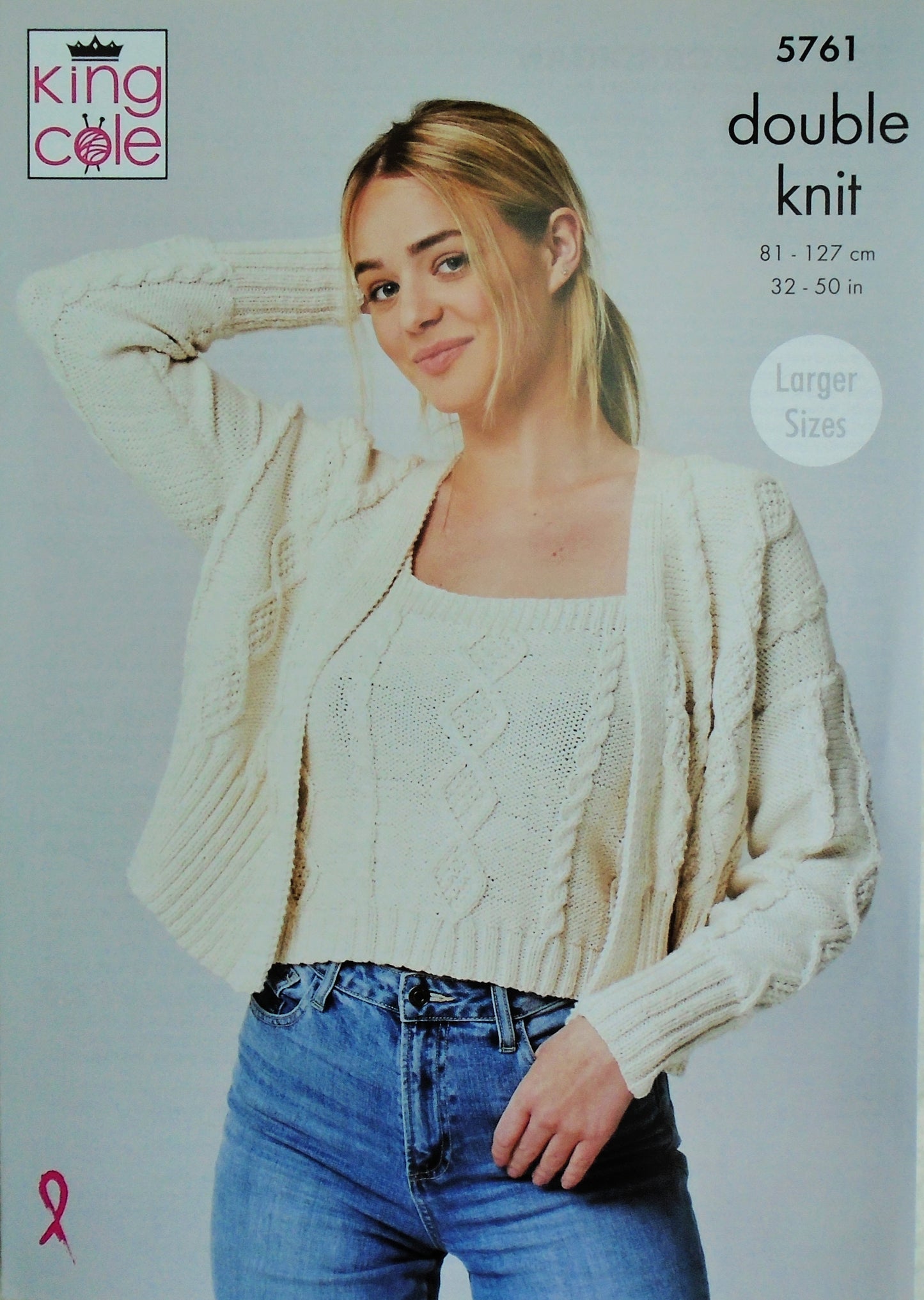 DIGITAL Knitting Pattern Ladies Cropped Cable Cardigan and Tops DK King Cole 5761
