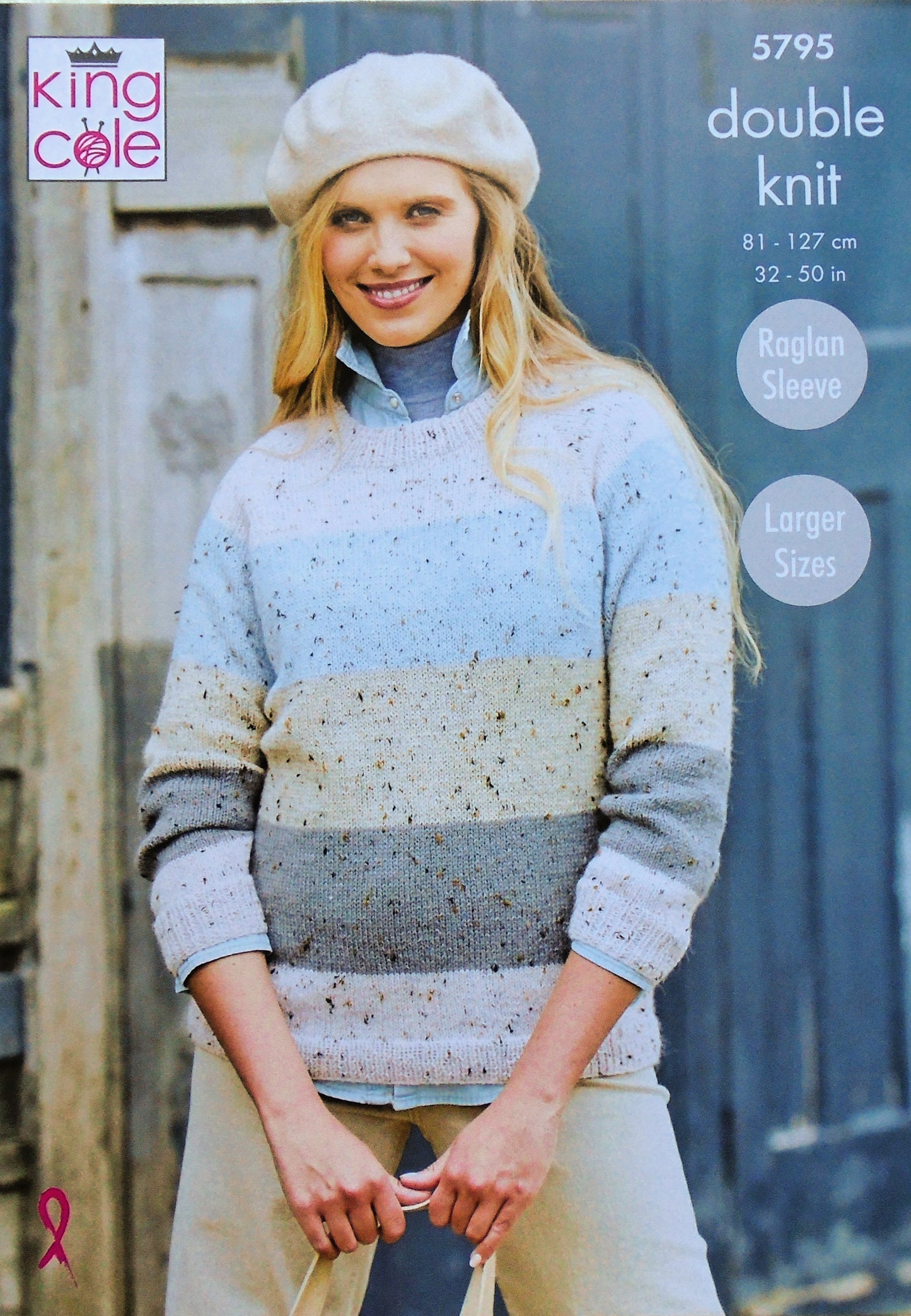 DIGITAL Knitting Pattern Ladies Long Sleeve Striped Jumpers DK King Cole 5795