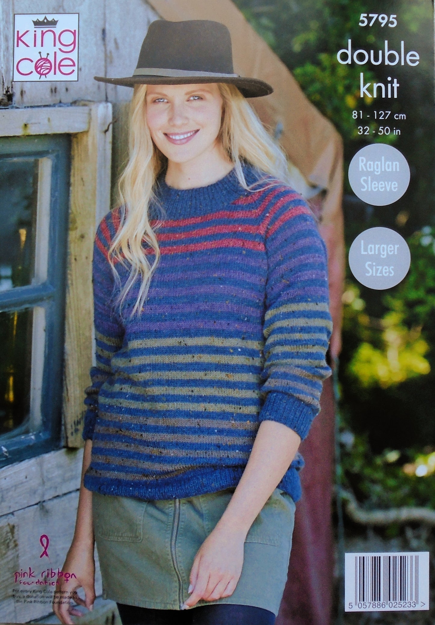 DIGITAL Knitting Pattern Ladies Long Sleeve Striped Jumpers DK King Cole 5795