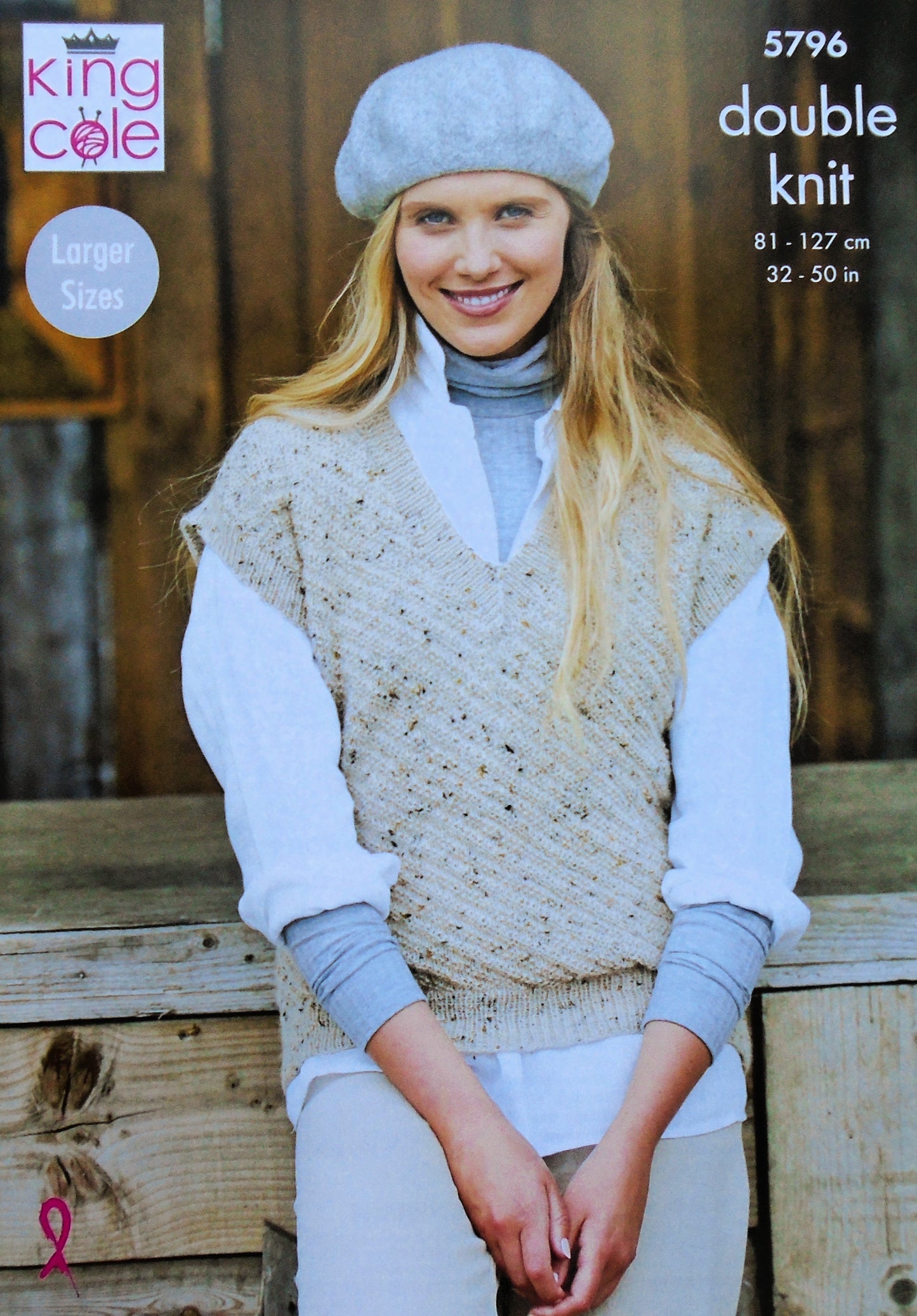 DIGITAL Knitting Pattern Ladies Textured Round & V-Neck Tank Tops DK King Cole 5796