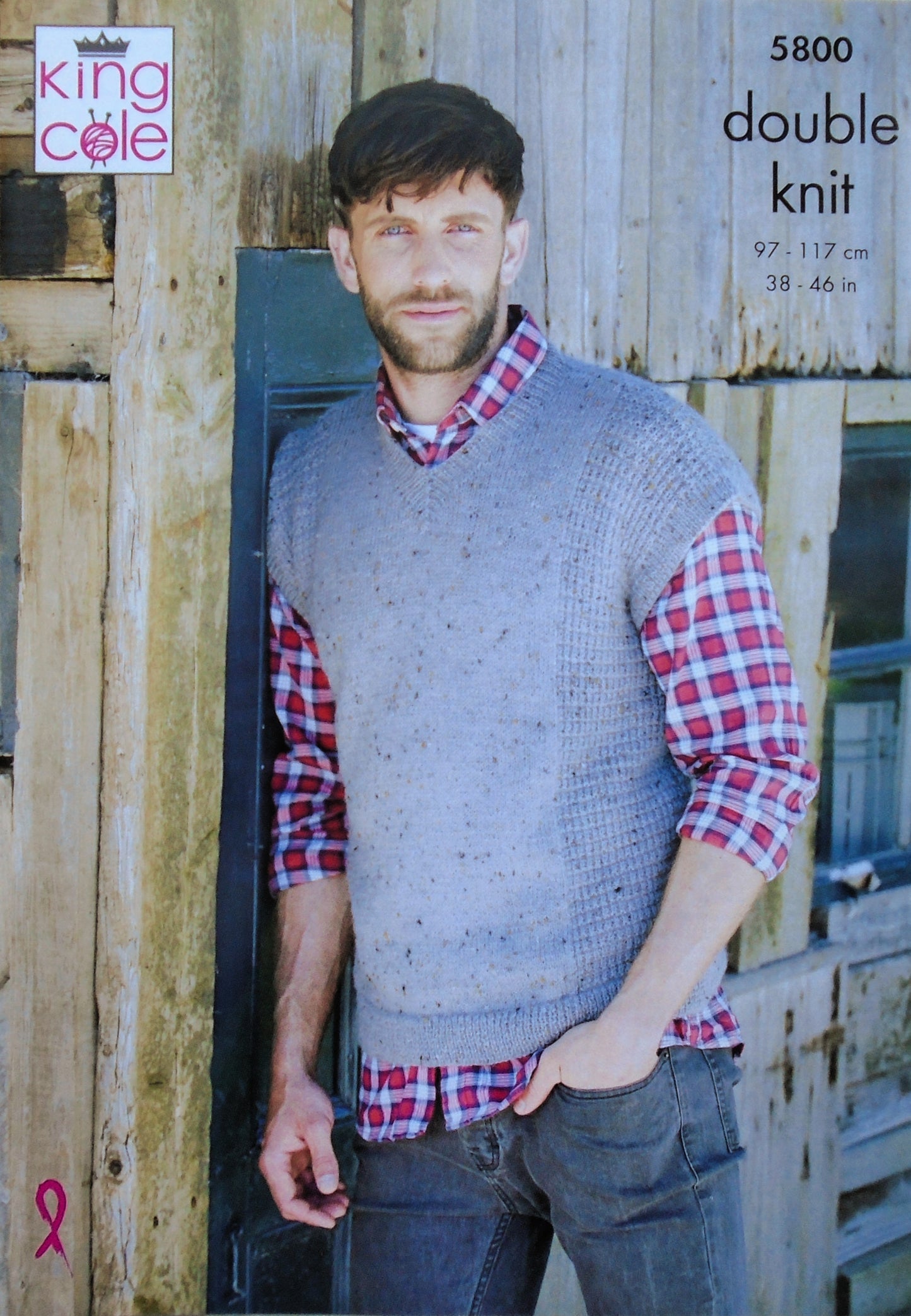 DIGITAL Knitting Pattern Men's Sleeveless V-Neck Jumper and Waistcoat DK King Cole 5800