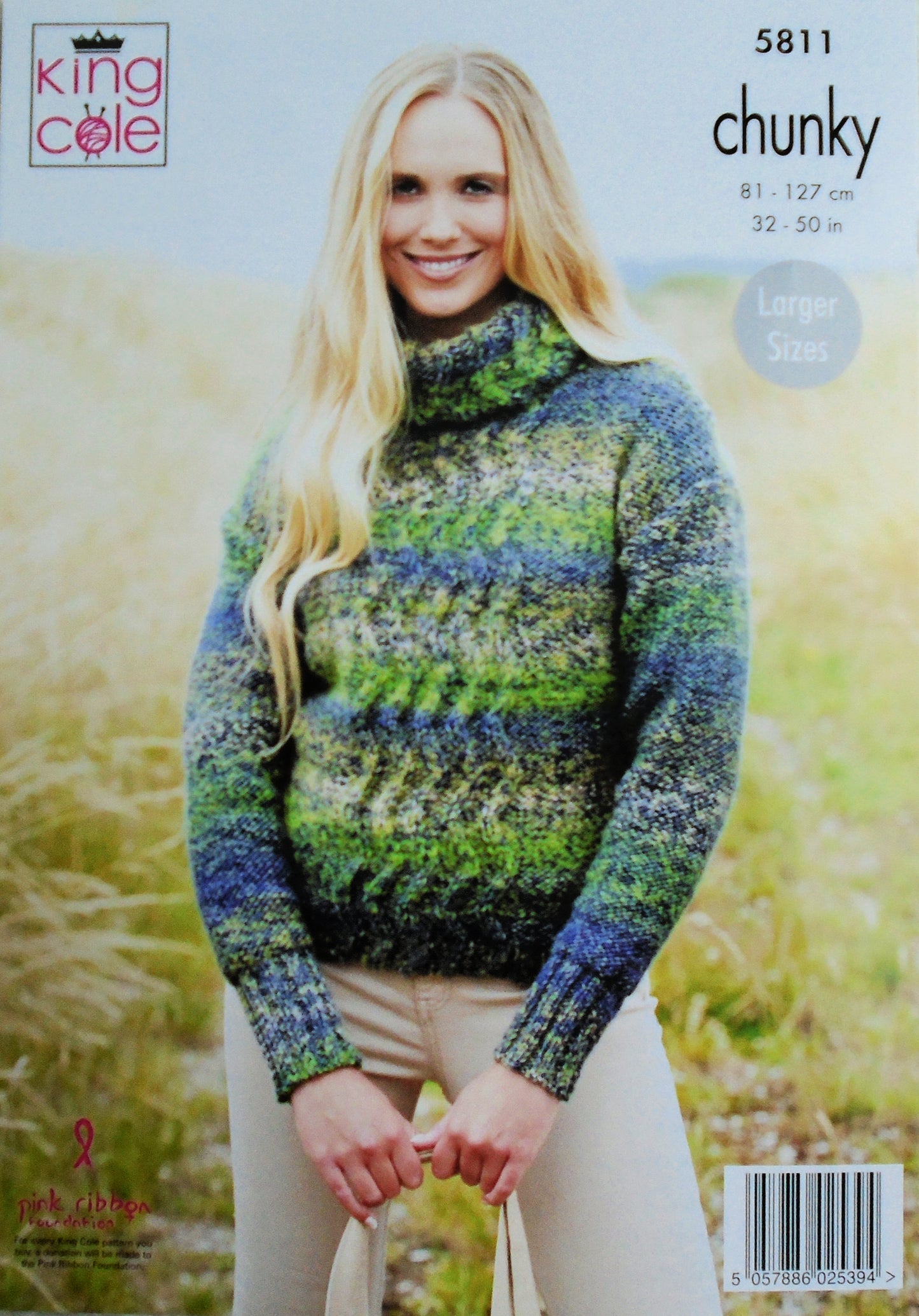 DIGITAL Knitting Pattern Ladies Polo or Round Neck Cable Jumpers Chunky King Cole 5811