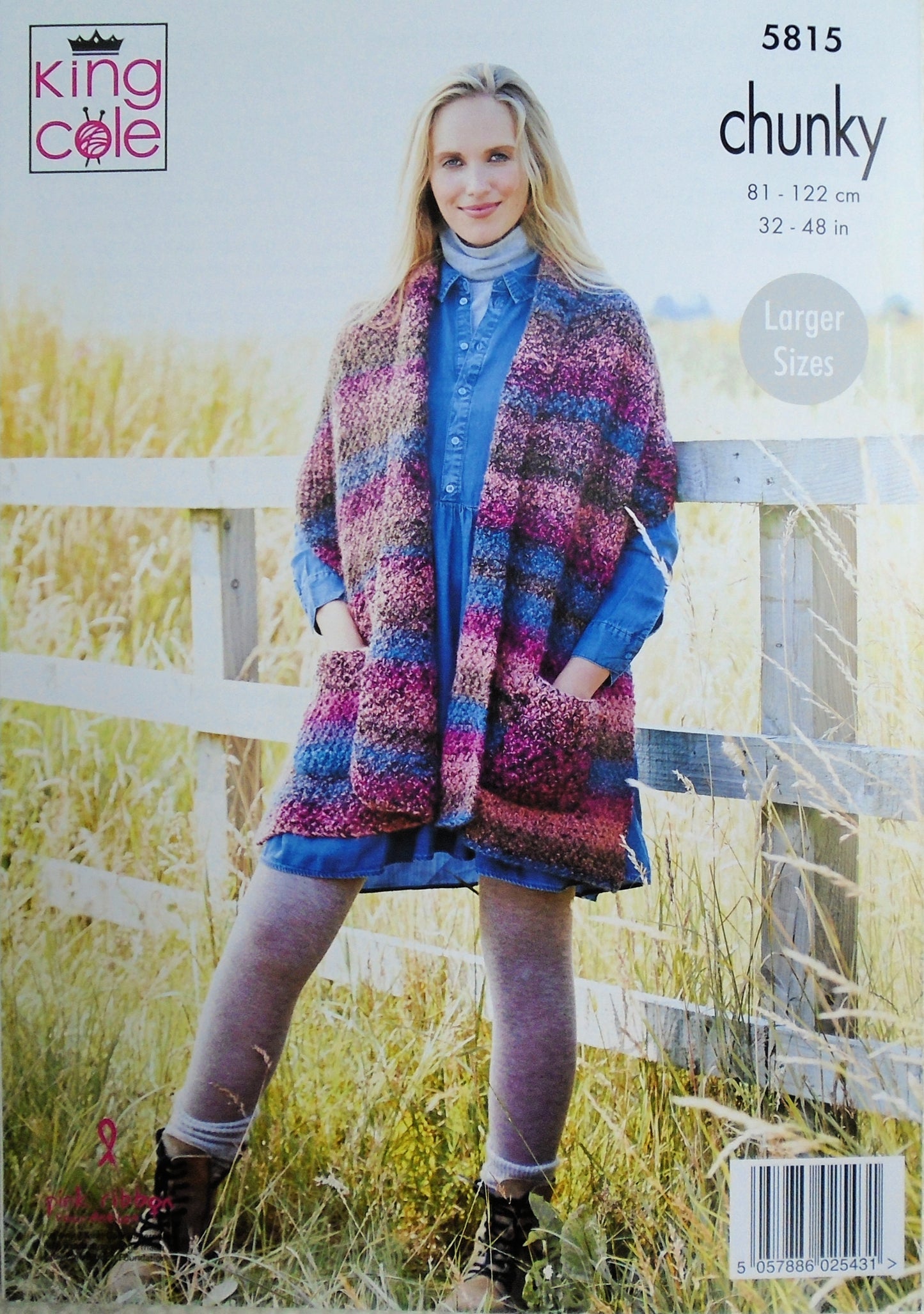 DIGITAL Knitting Pattern Ladies Easy Knit Wraps/Shawls with Pocket Chunky King Cole 5815