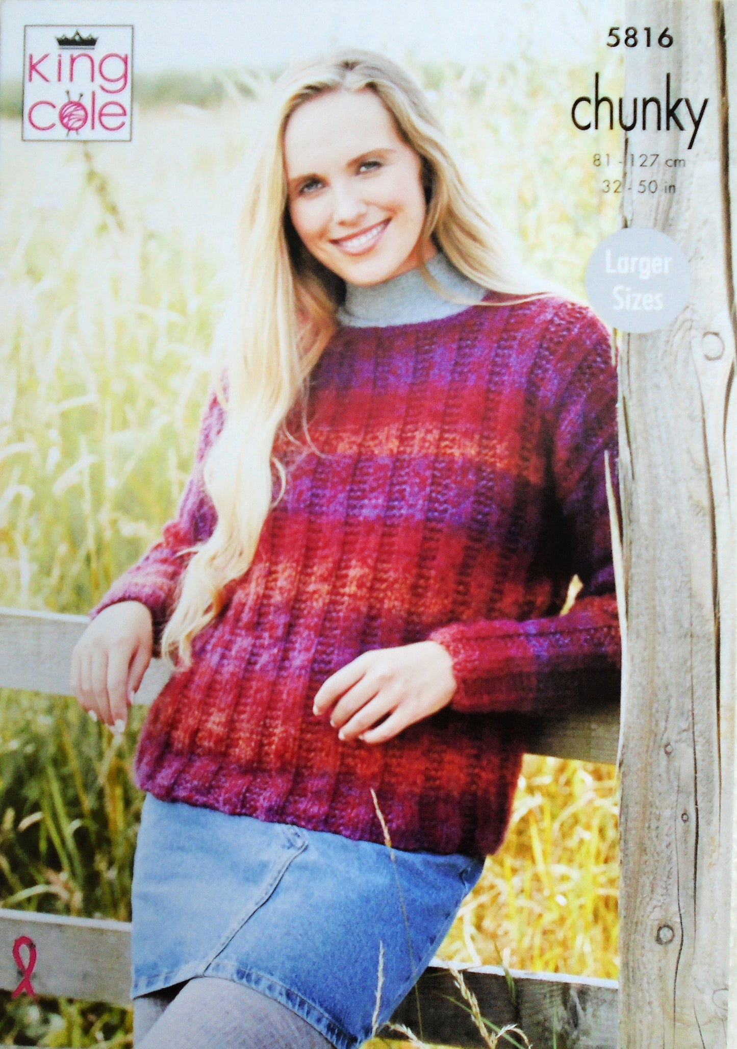 DIGITAL Knitting Pattern Ladies Rib Jumpers 2 Length Inc Plus Size Chunky King Cole 5816