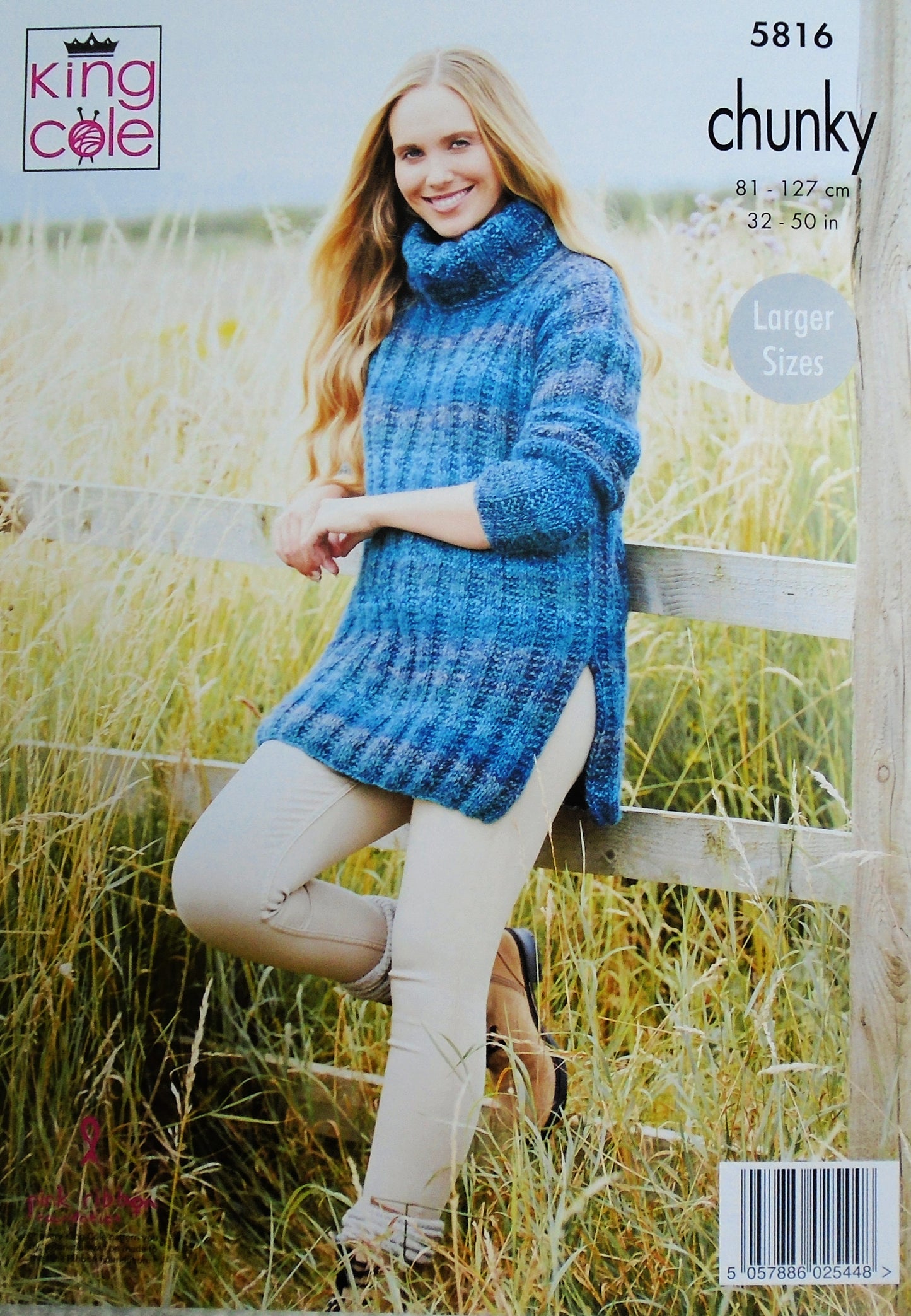 DIGITAL Knitting Pattern Ladies Rib Jumpers 2 Length Inc Plus Size Chunky King Cole 5816