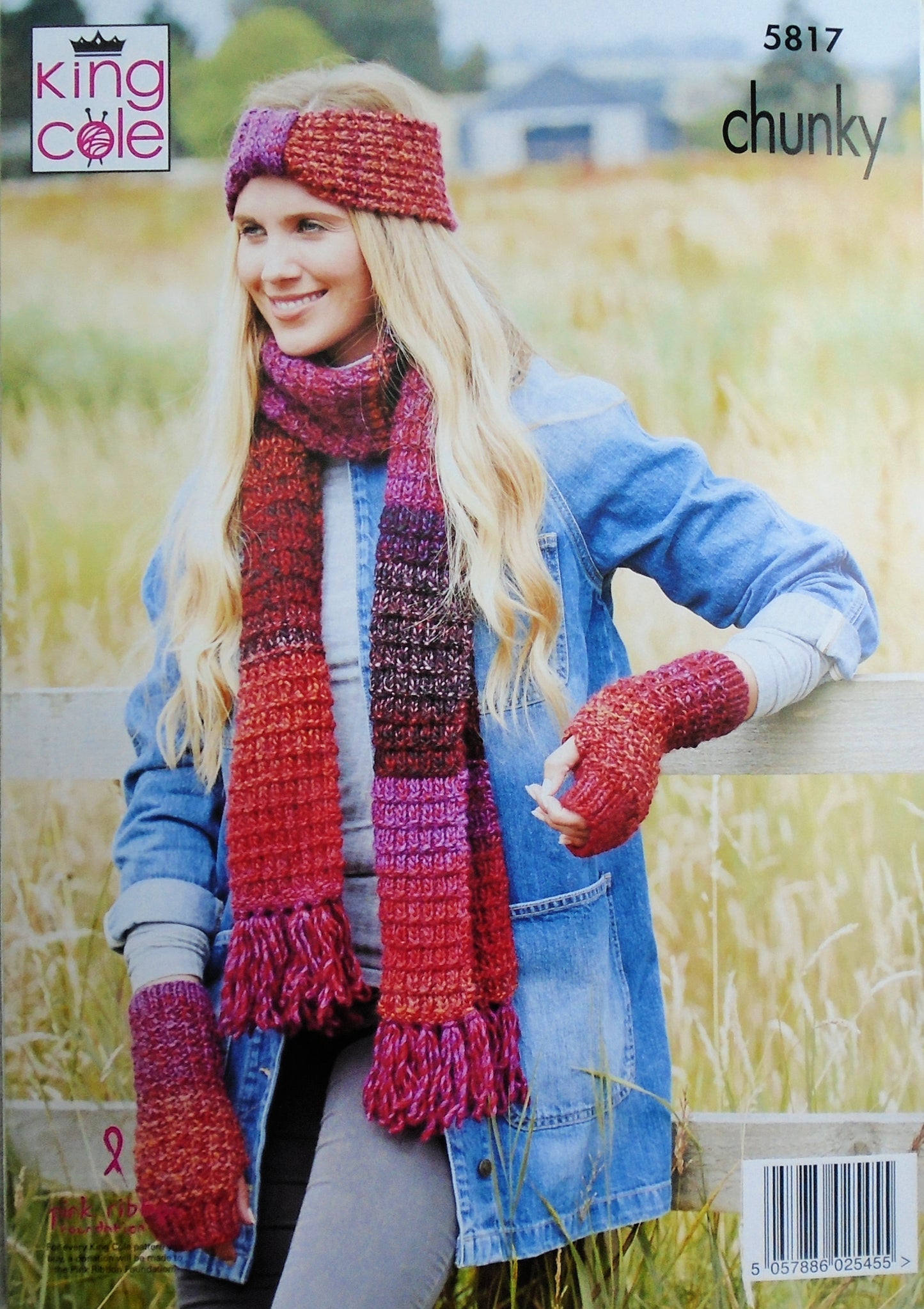 DIGITAL KNITTING PATTERN Ladies Textured Hat Scarf Shawl Headband Chunky King Cole 5817