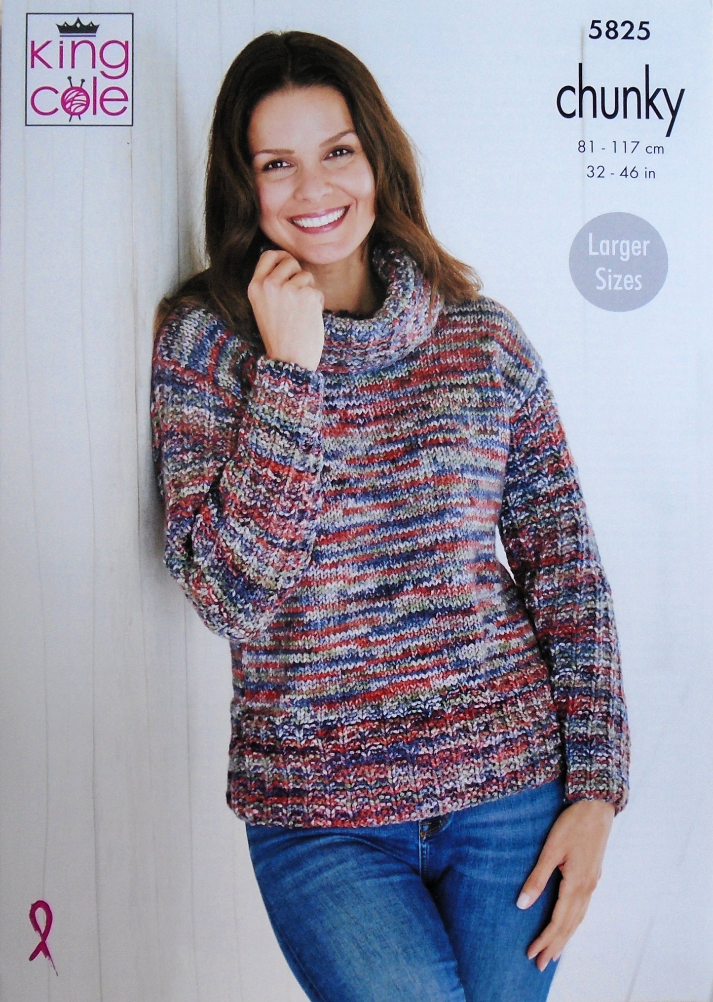 DIGITAL Knitting Pattern Ladies Cowl or Roll Neck Jumper Shadow Chunky 5825