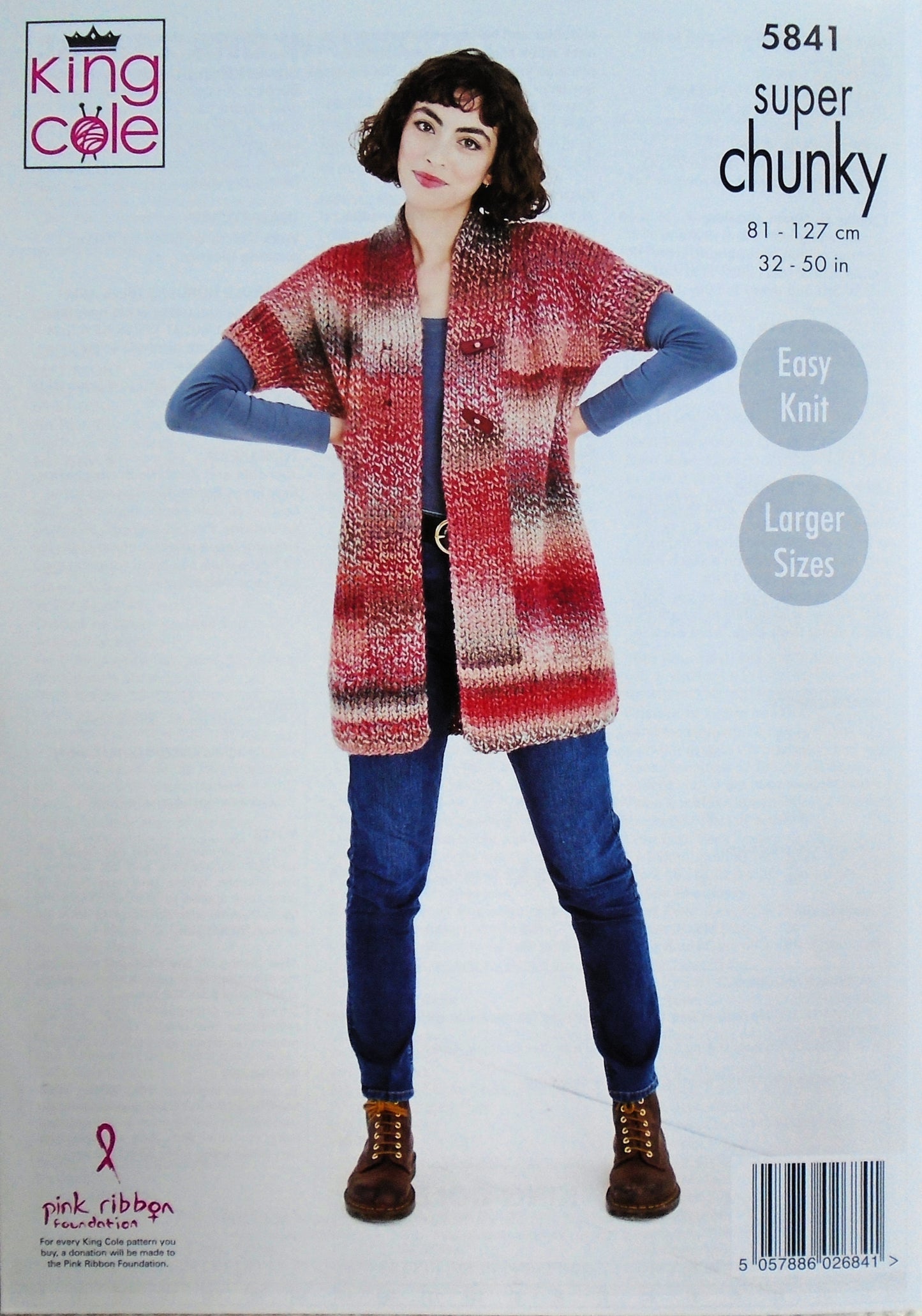 DIGITAL Knitting Pattern Ladies Easy Knit Jacket & Waistcoat Super Chunky King Cole 5841