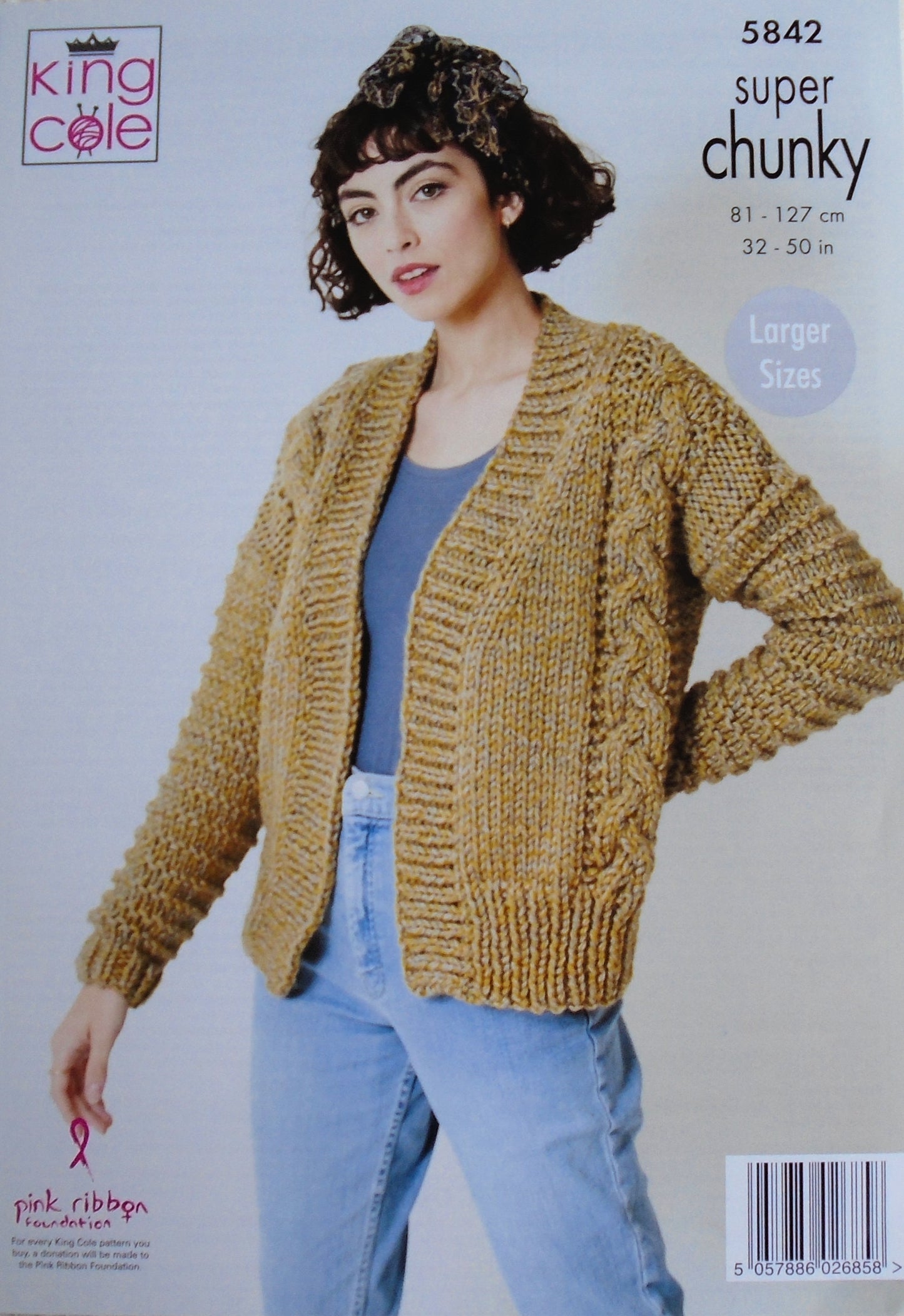 DIGITAL Knitting Pattern Ladies Cable Jumper and Cardigan Super Chunky King Cole 5842