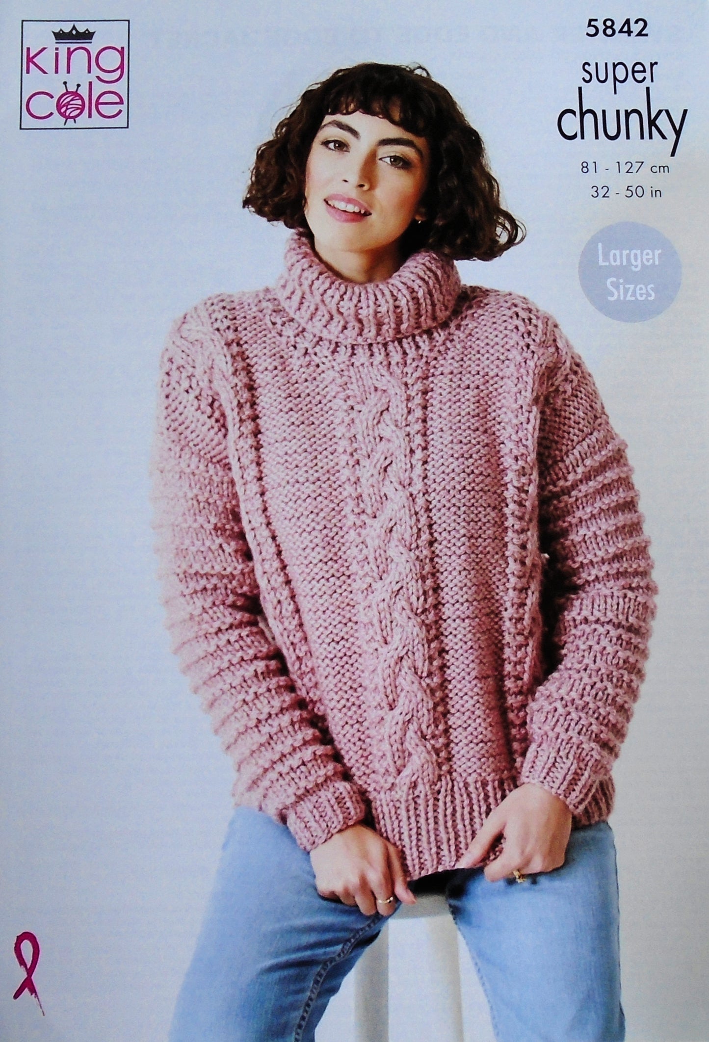 DIGITAL Knitting Pattern Ladies Cable Jumper and Cardigan Super Chunky King Cole 5842