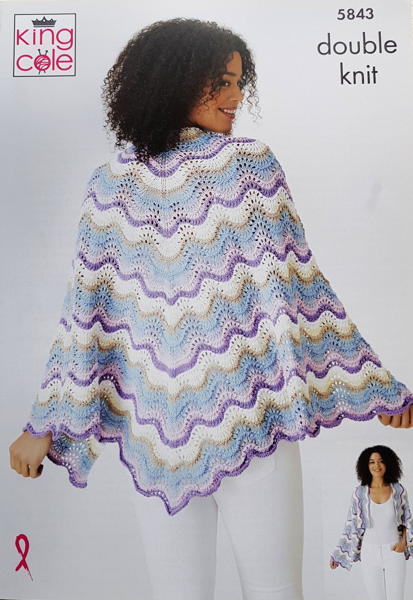 DIGITAL Knitting Pattern Ladies Lacy Wave Shawls/Wrap 2 Styles DK King Cole 5843