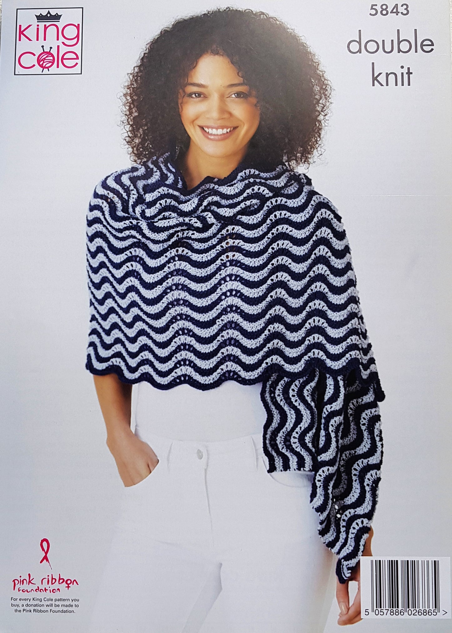 DIGITAL Knitting Pattern Ladies Lacy Wave Shawls/Wrap 2 Styles DK King Cole 5843
