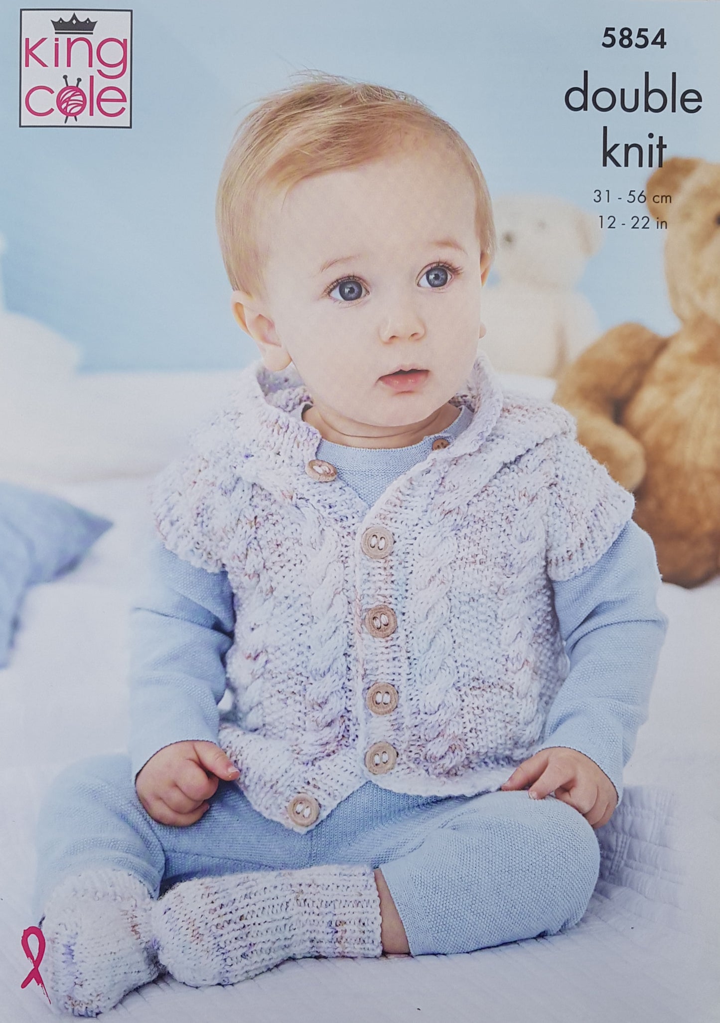 DIGITAL Knitting Pattern Baby Cable Cardigan, Hoodie, Jumper and Socks DK King Cole 5854