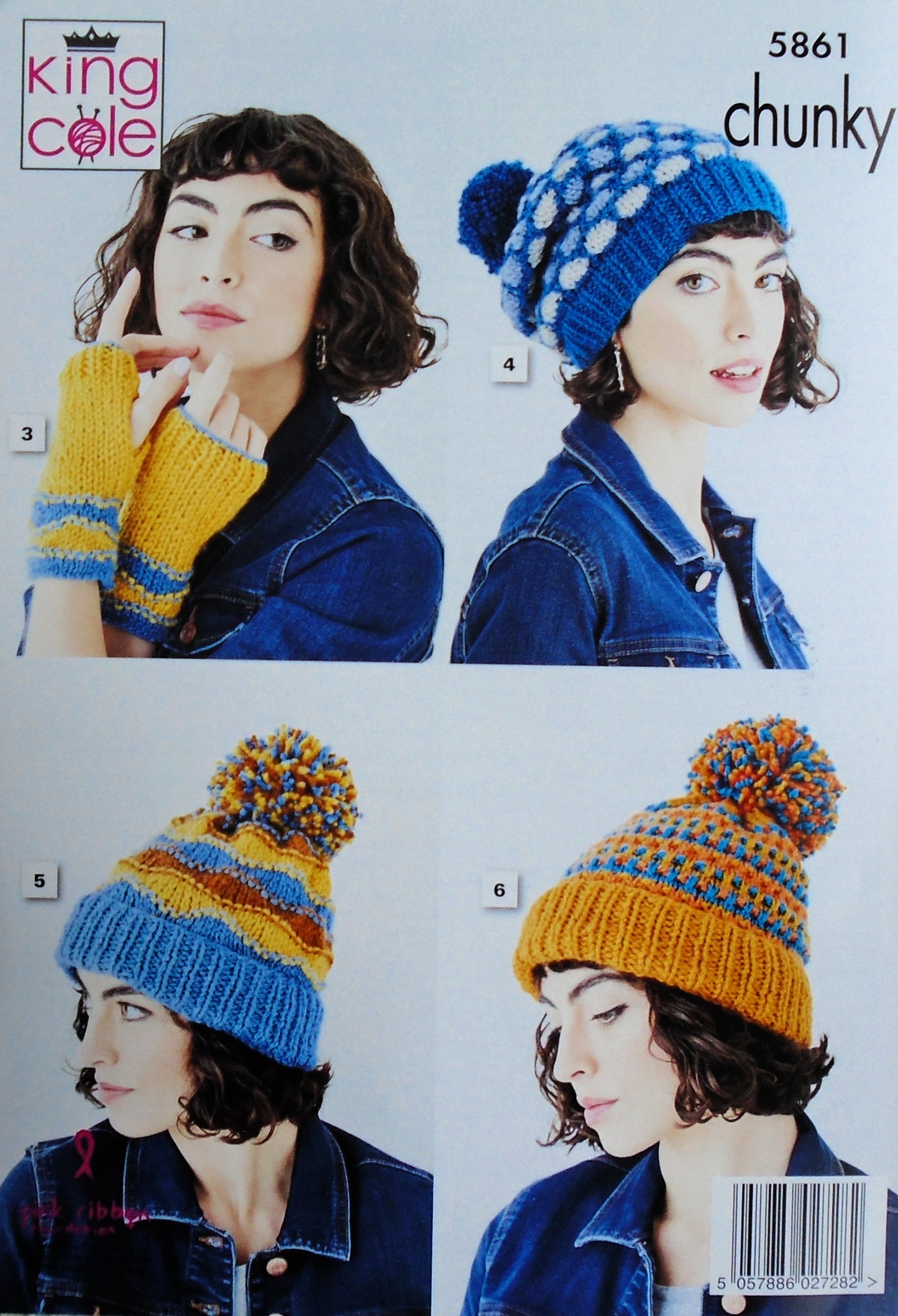 DIGITAL Knitting Pattern Ladies Hats, Scarf and Handwarmers Chunky King Cole 5861