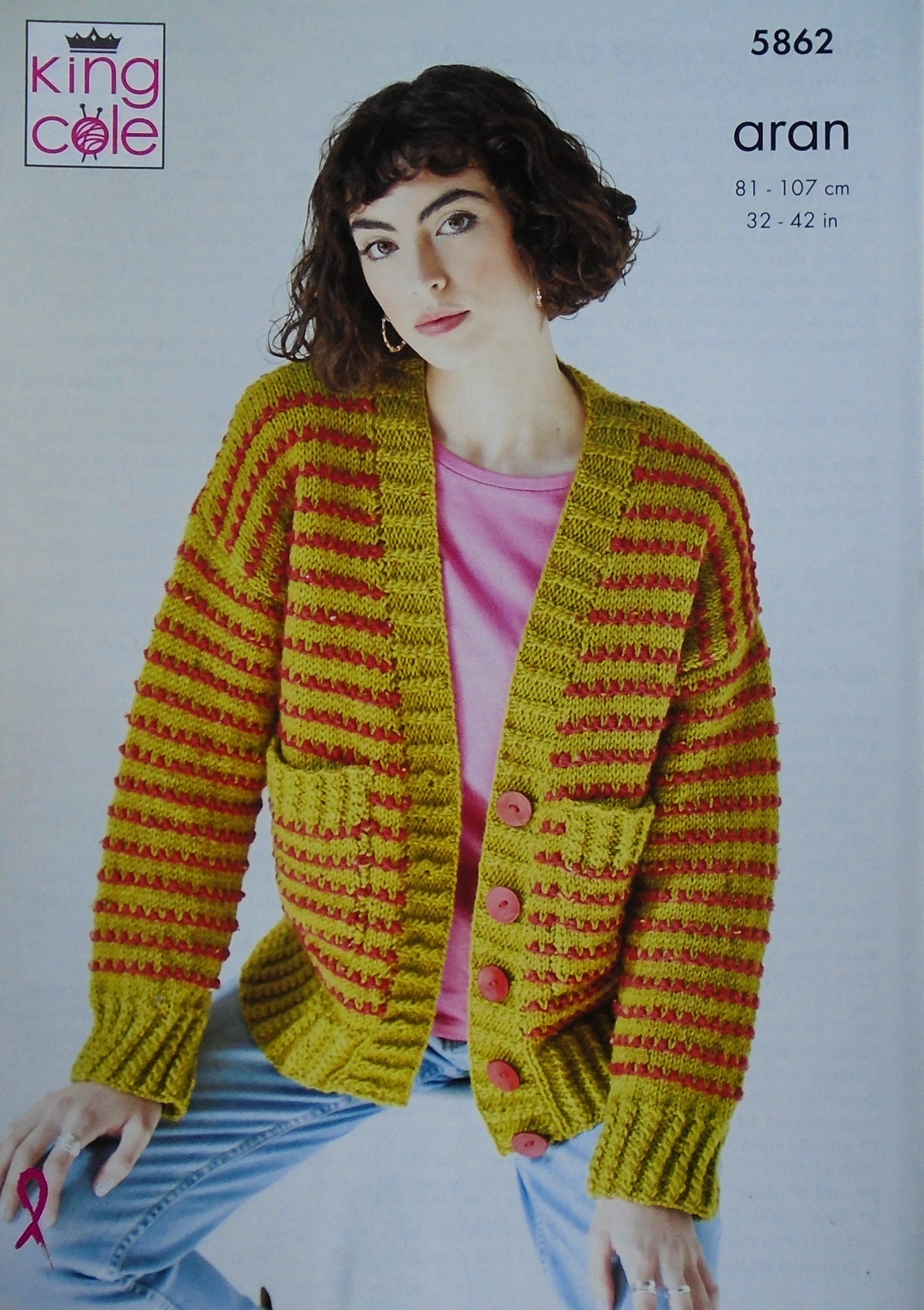DIGITAL Knitting Pattern Ladies Striped Jacket & Jumper/Tunic Aran King Cole 5862
