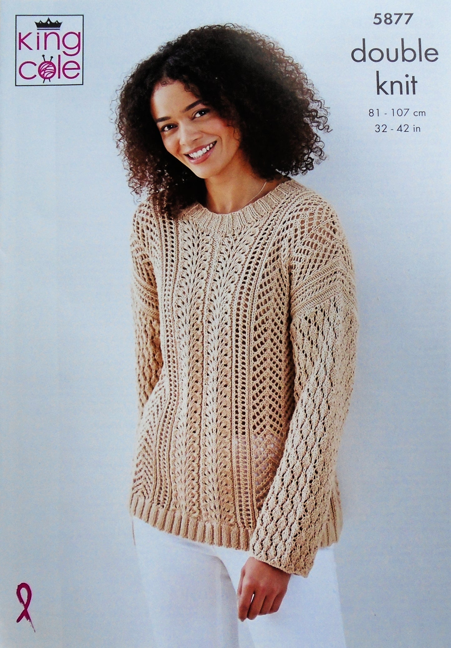 DIGITAL Knitting Pattern 2 Styles of Ladies Lacy Jumpers Cottonsoft DK King Cole 5877