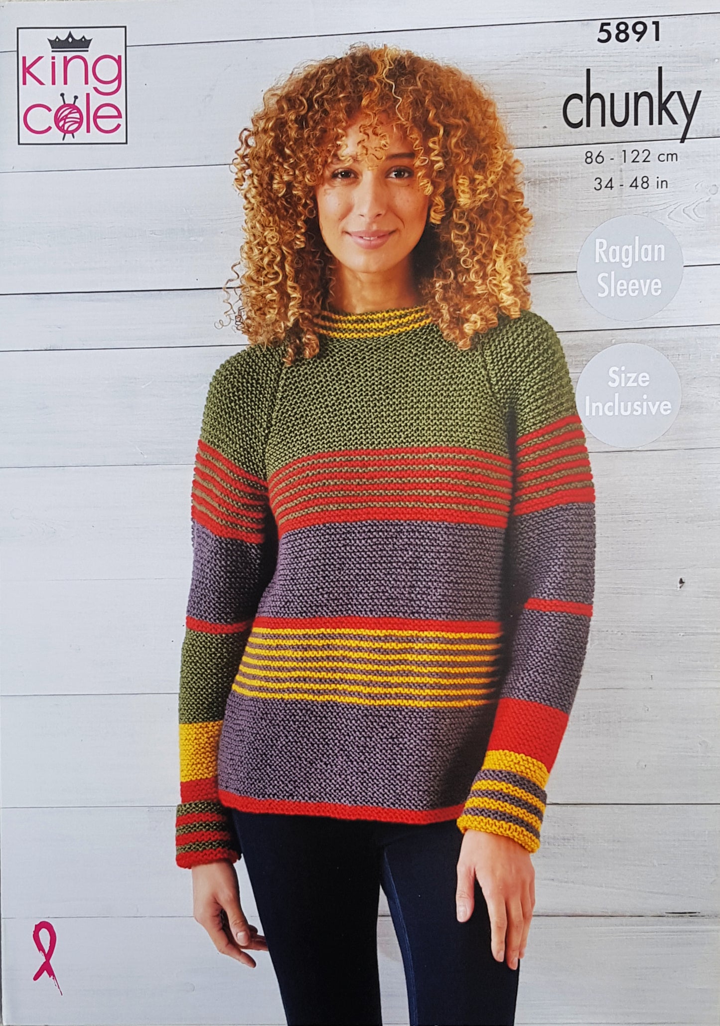 DIGITAL Knitting Pattern Ladies Easy Knit Striped Jumper and Jacket Chunky 5891