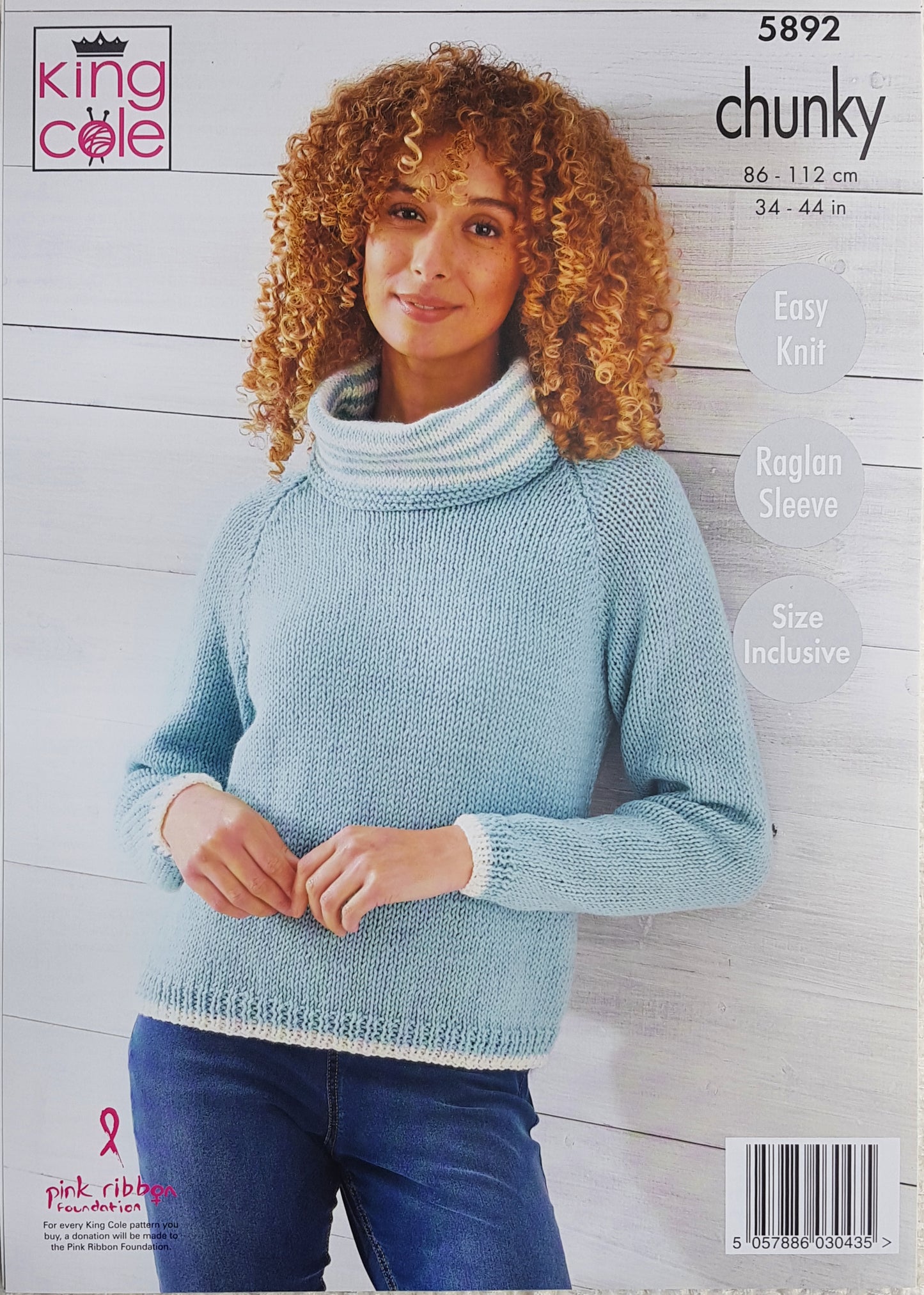 DIGITAL Knitting Pattern Ladies Easy Knit Raglan Stripe Jumpers Chunky 5892 King Cole