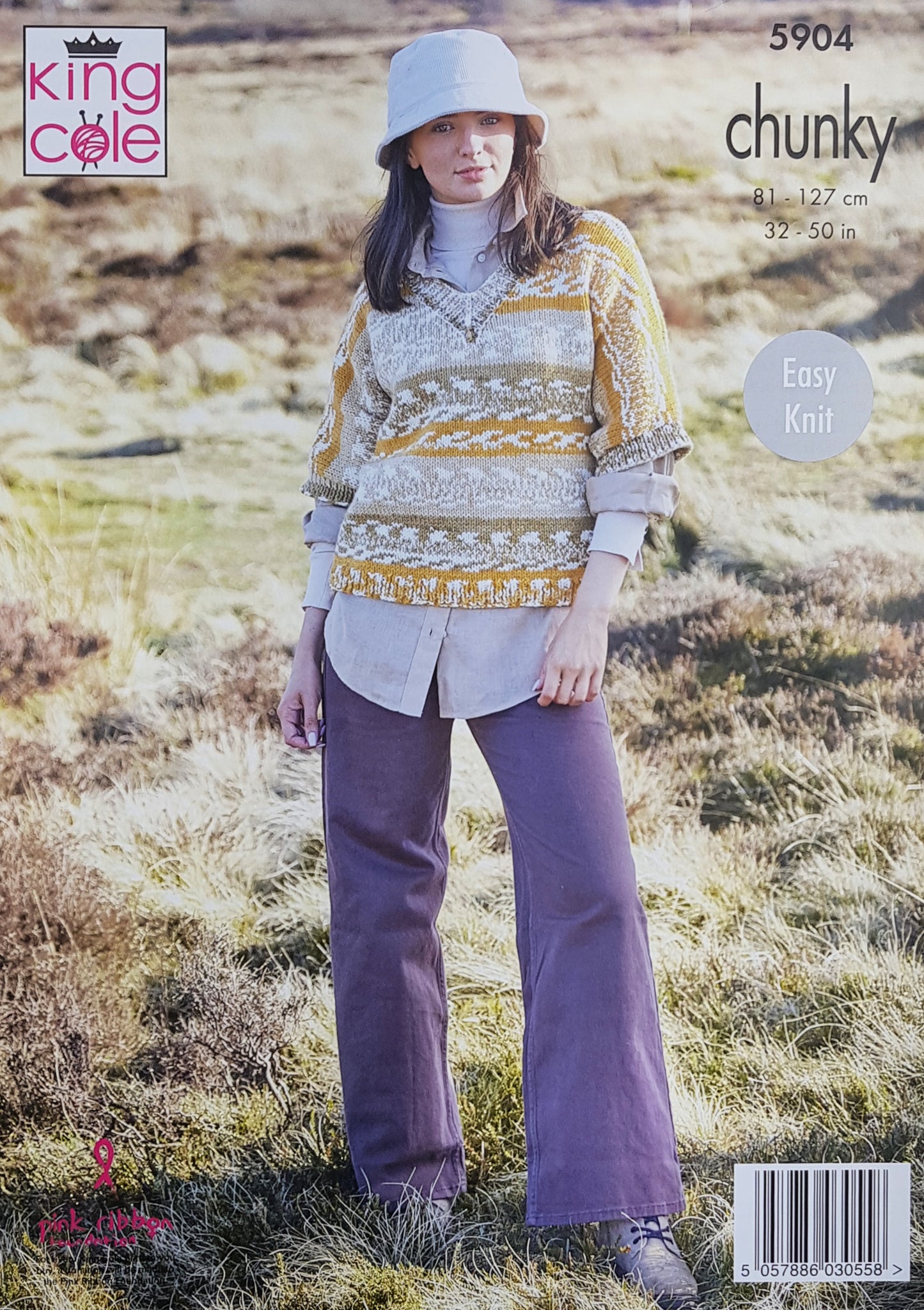 DIGITAL Knitting Pattern Ladies Really Easy Knit Jumpers Nordic Chunky King Cole 5904