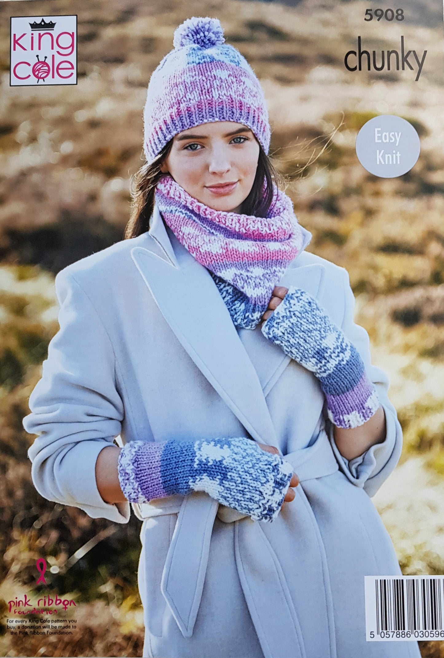 DIGITAL Knitting Pattern Ladies Easy Knit Hats Cowl HandWarmers Chunky King Cole 5908