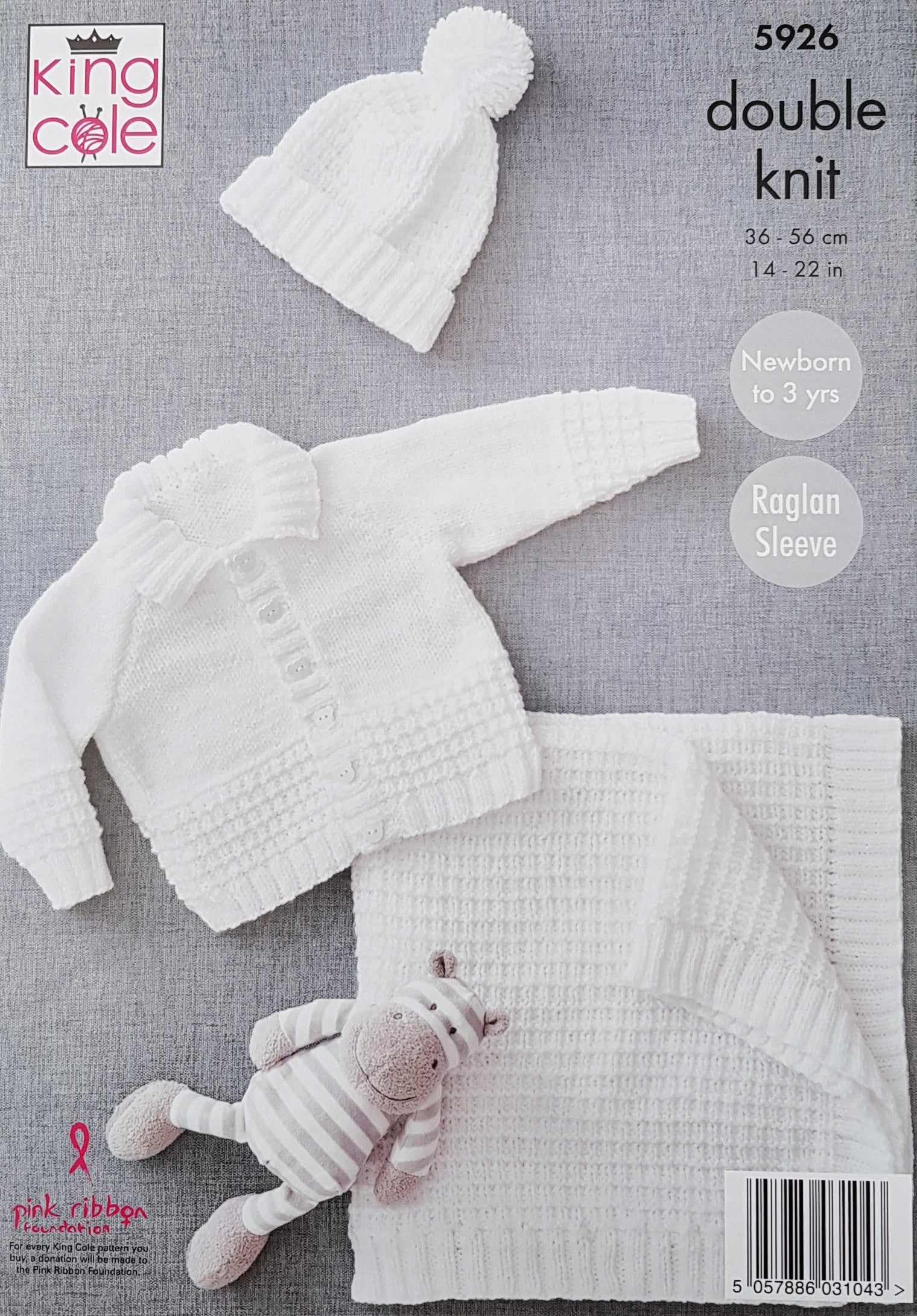 King Cole Baby Knitting Pattern - Jacket, Cardigan & Hat For 16-26" In DK Yarn (Pattern #4492)