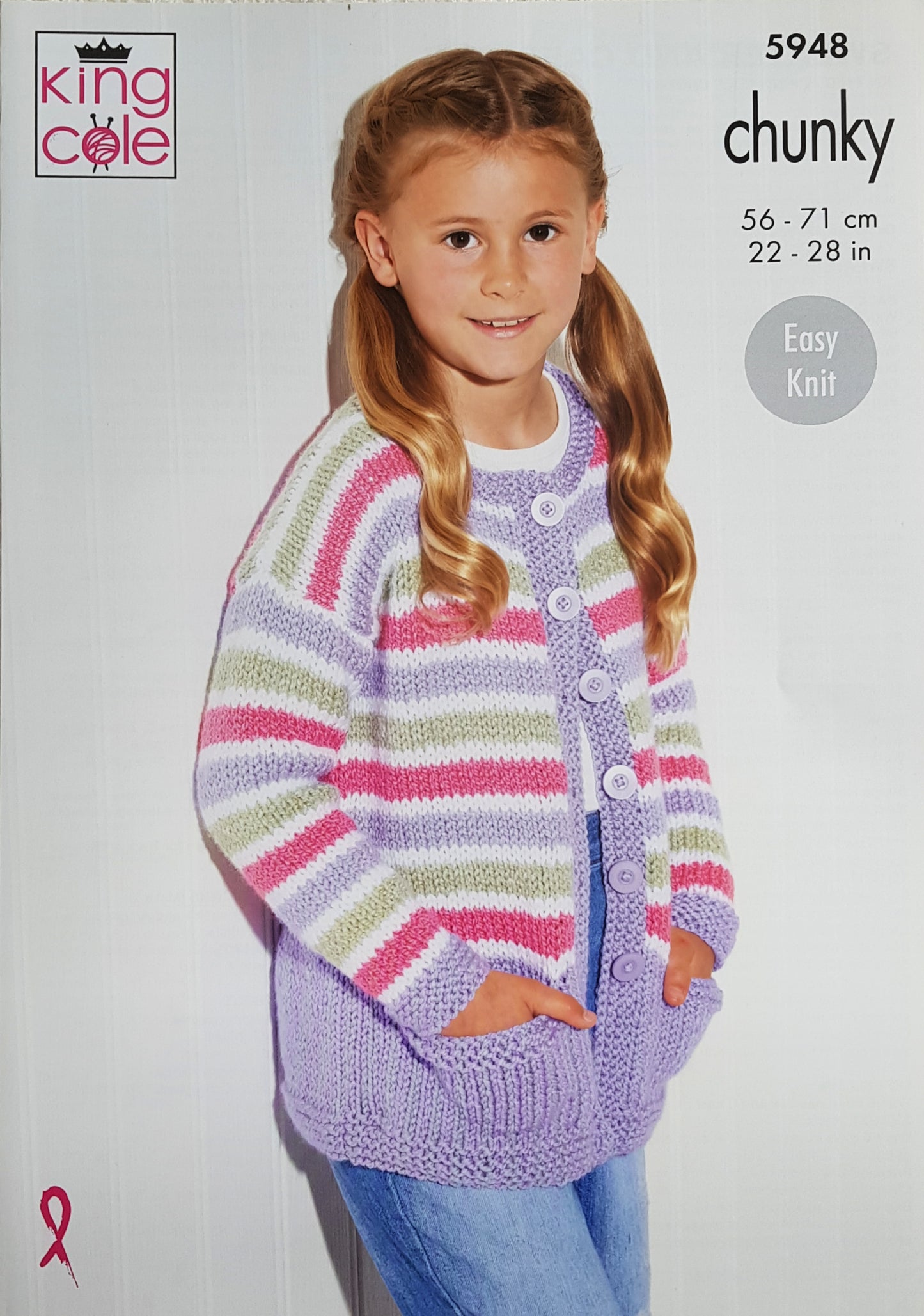 DIGITAL Knitting Pattern Childrens Easy Knit Striped Jacket & Jumper Chunky King Cole 5948